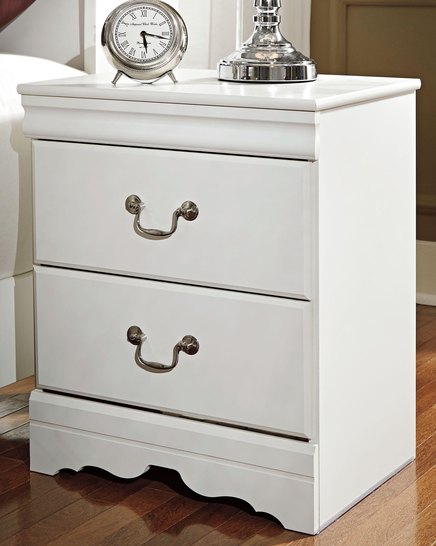 Dar Furniture - Ashley Furniture - Anarasia Nightstand - Two Drawer Night Stand / White - B129-92