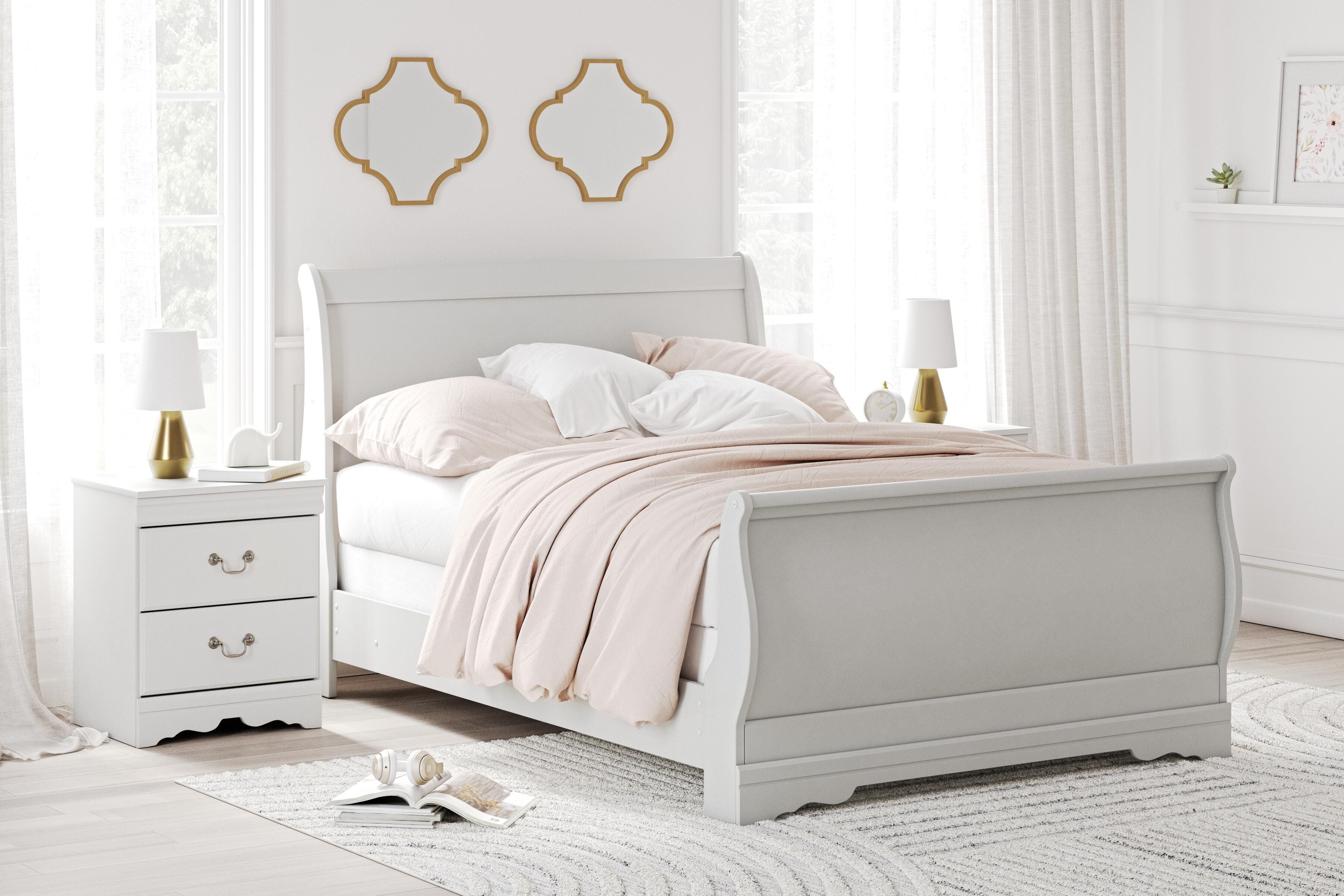 Dar Furniture - Ashley Furniture - Anarasia Full Sleigh Bed - Full Sleigh Bed / White - B129B2