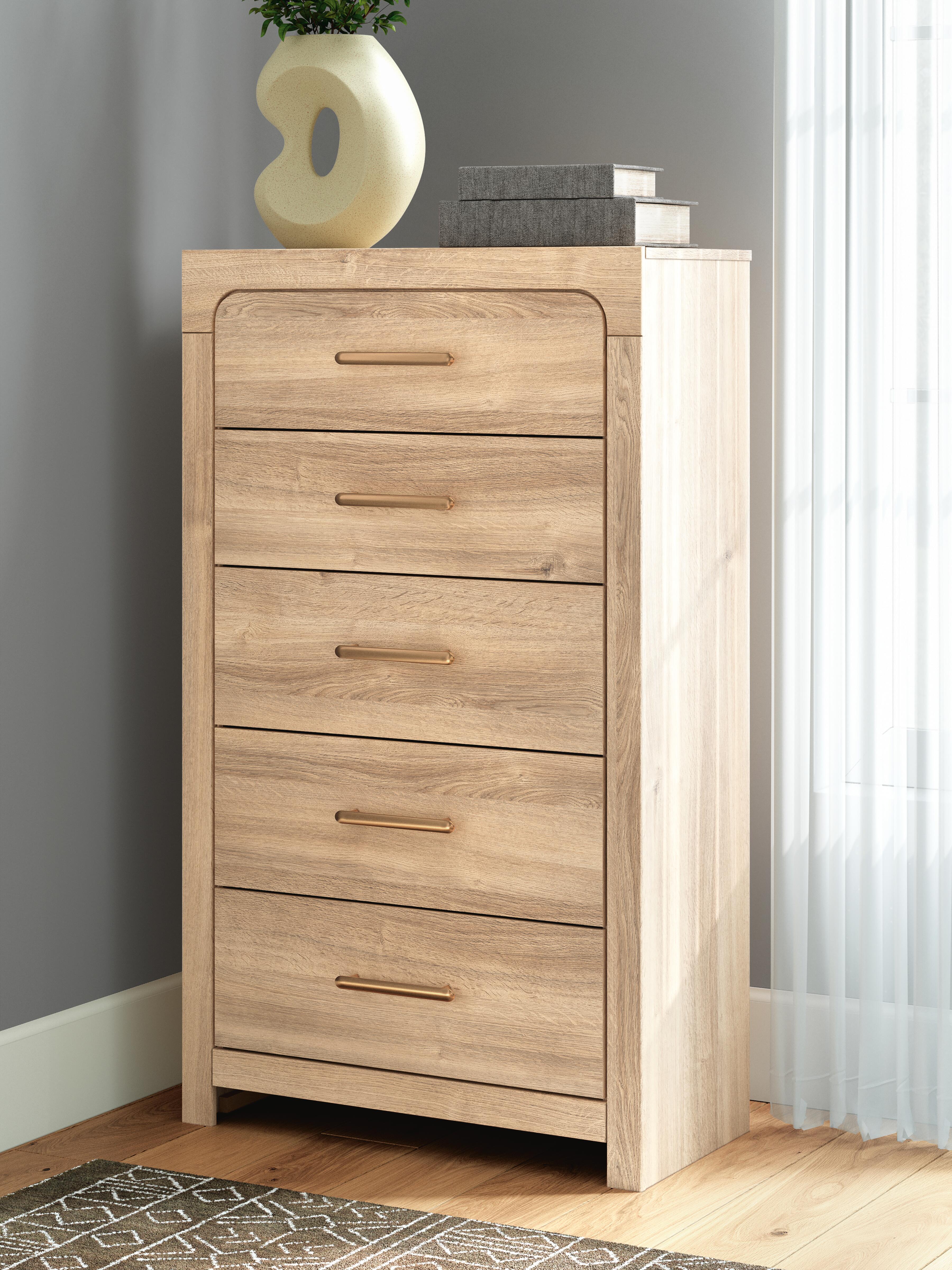 Dar Furniture - Ashley Furniture - Kinlanni Chest of Drawers - Five Drawer Chest / Tan - PCB1360-46