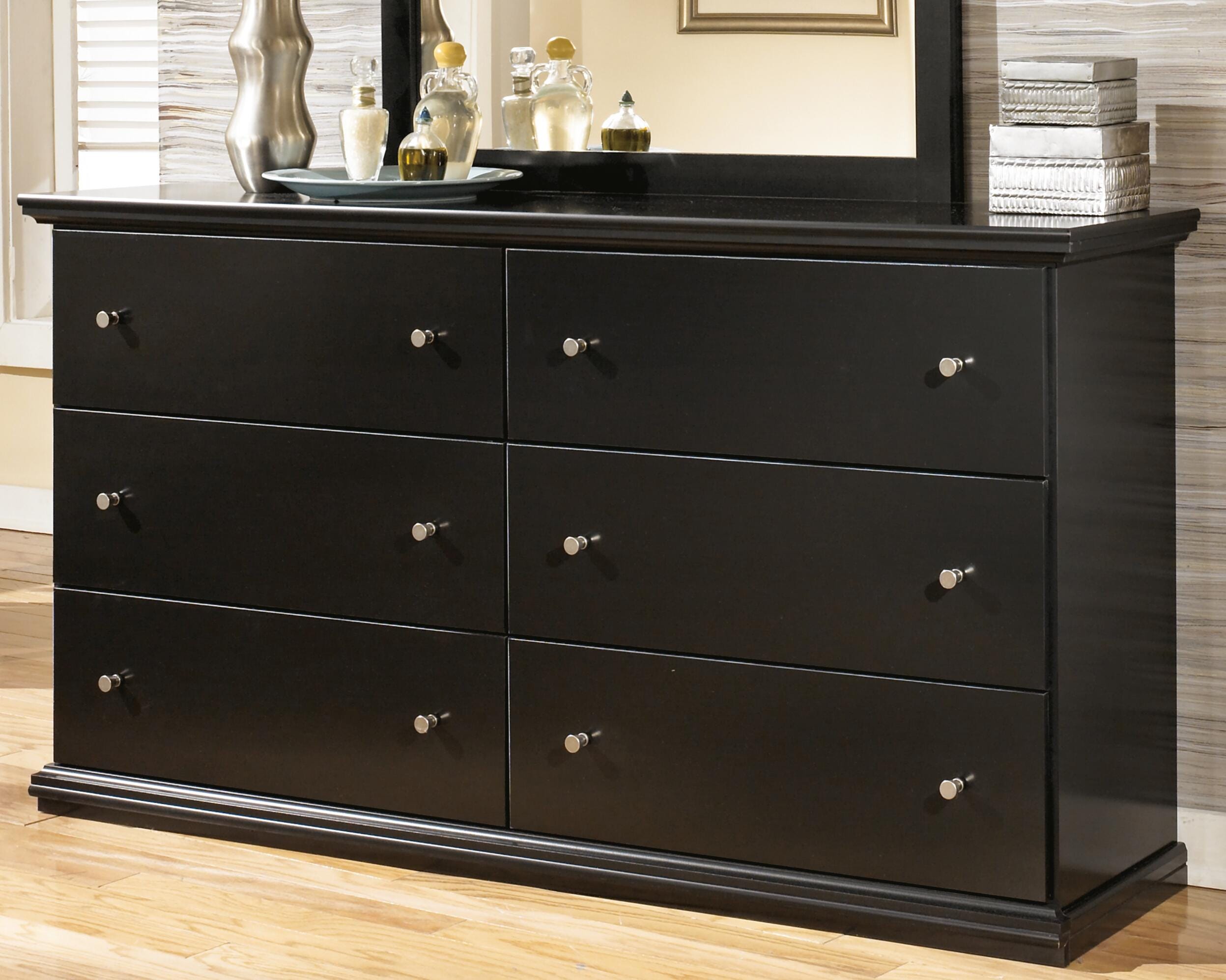 Dar Furniture - Ashley Furniture - Maribel Dresser - Six Drawer Dresser / Black - B138-31