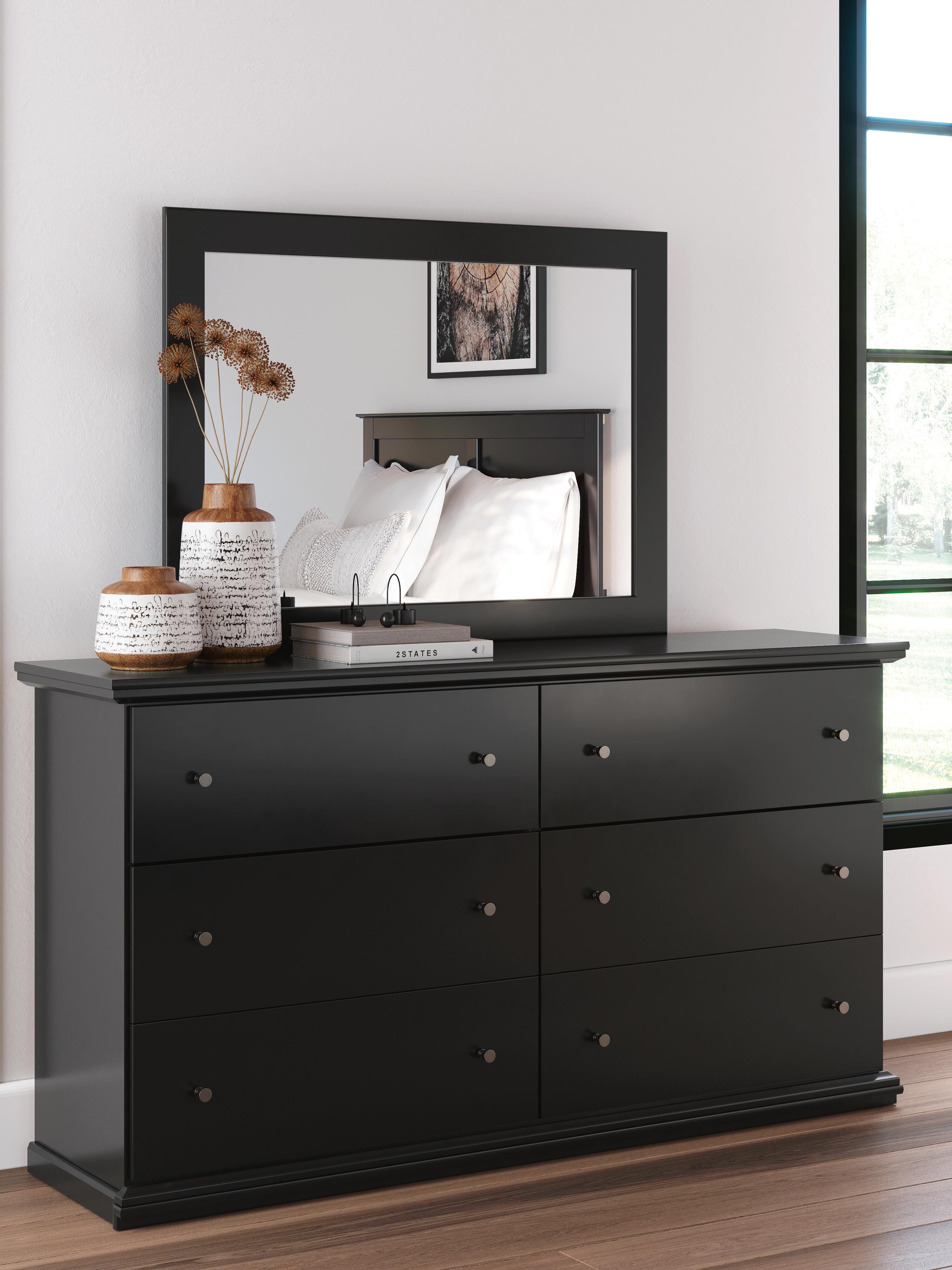 Dar Furniture - Ashley Furniture - Maribel Dresser and Mirror - Dresser and Mirror / Black - B138B50