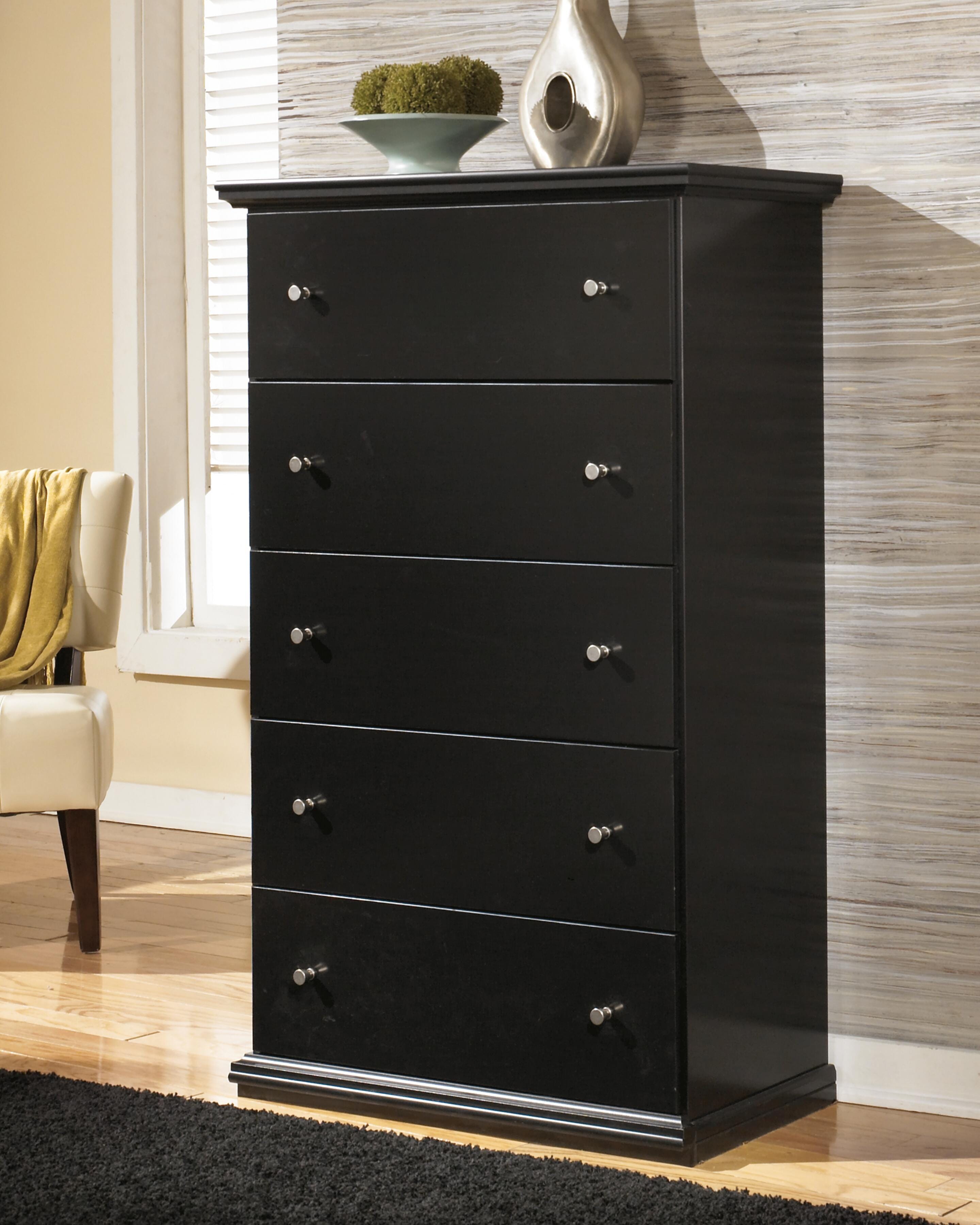 Dar Furniture - Ashley Furniture - Maribel Chest of Drawers - Five Drawer Chest / Black - B138-46