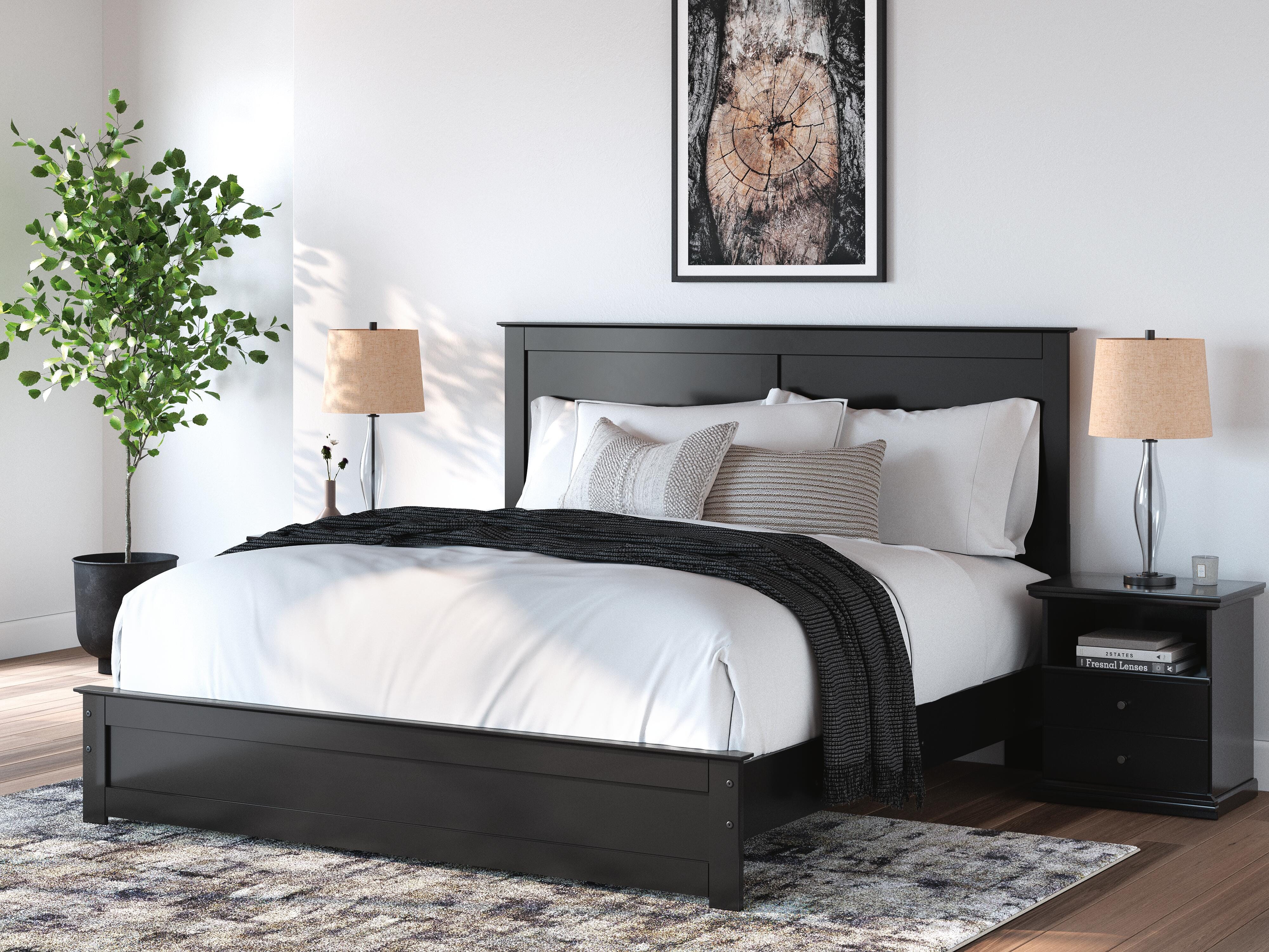 Dar Furniture - Ashley Furniture - Maribel King Panel Bed - King Panel Bed / Black - B138B57