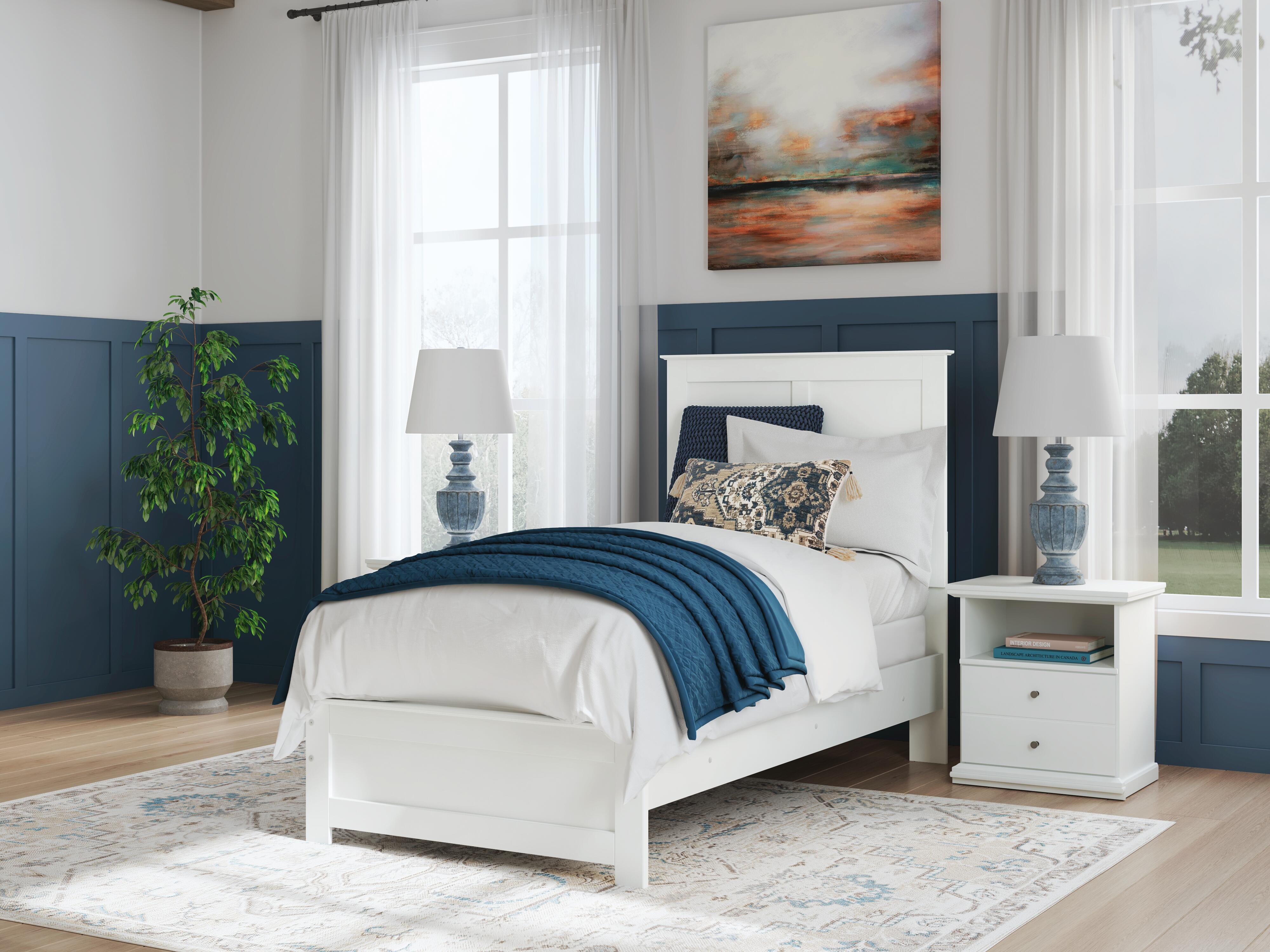 Dar Furniture - Ashley Furniture - Bostwick Shoals Twin Panel Bed - Twin Panel Bed / White - B139B41