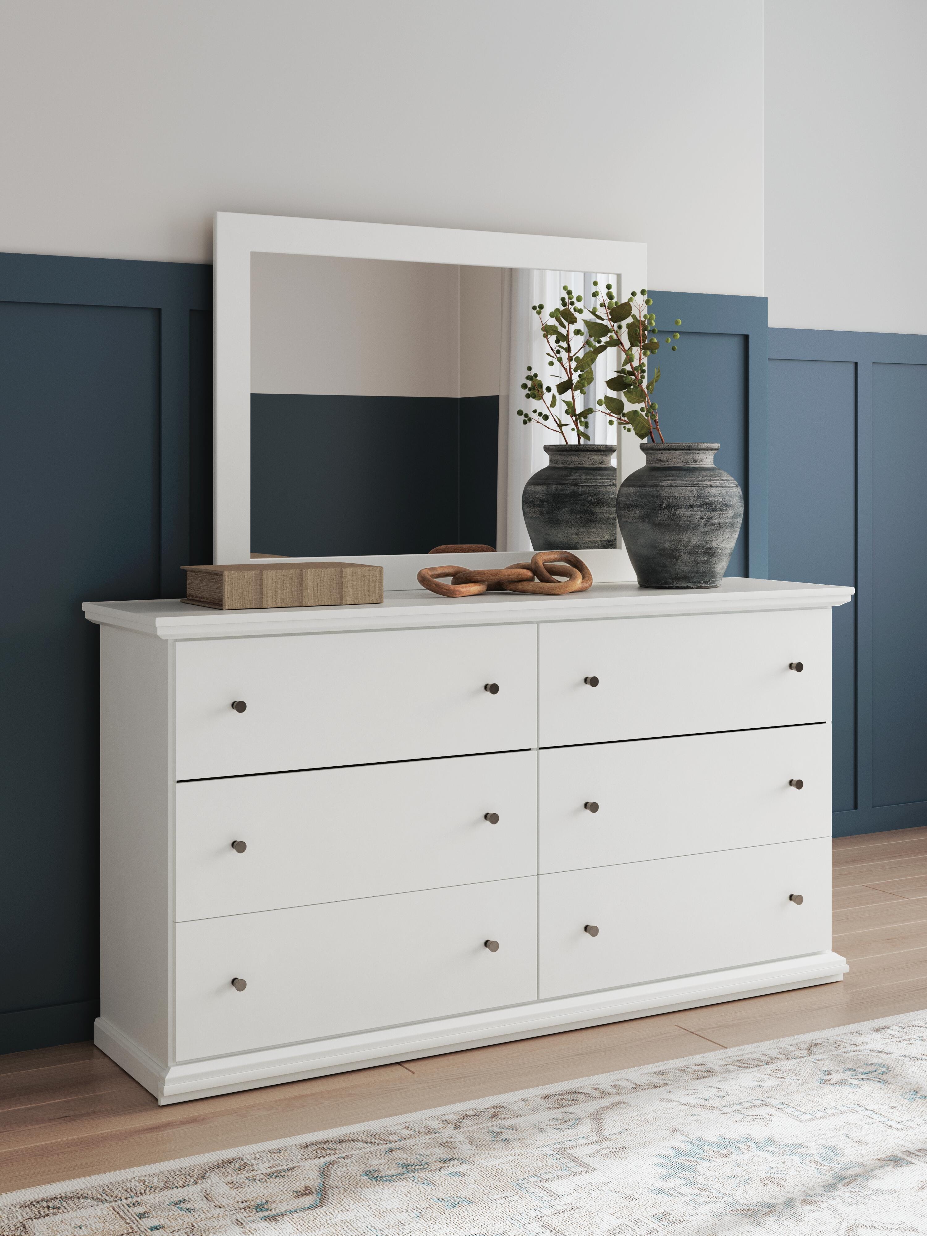 Dar Furniture - Ashley Furniture - Bostwick Shoals Dresser and Mirror - Dresser and Mirror / White - B139B40