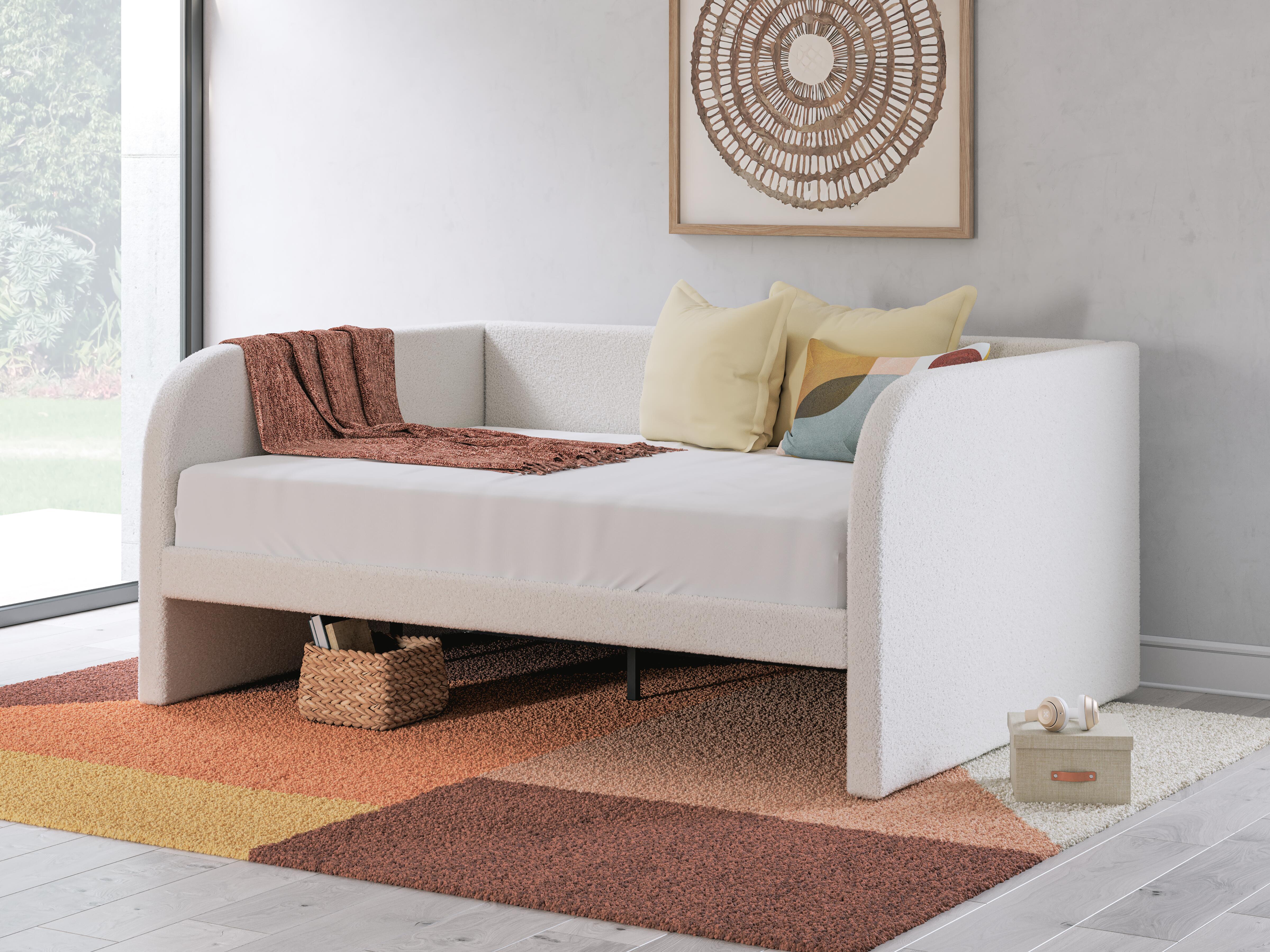 Dar Furniture - Ashley Furniture - Arloster Full Upholstered Day Bed - Full Upholstered Day Bed / Tan/White - PCB1566B10