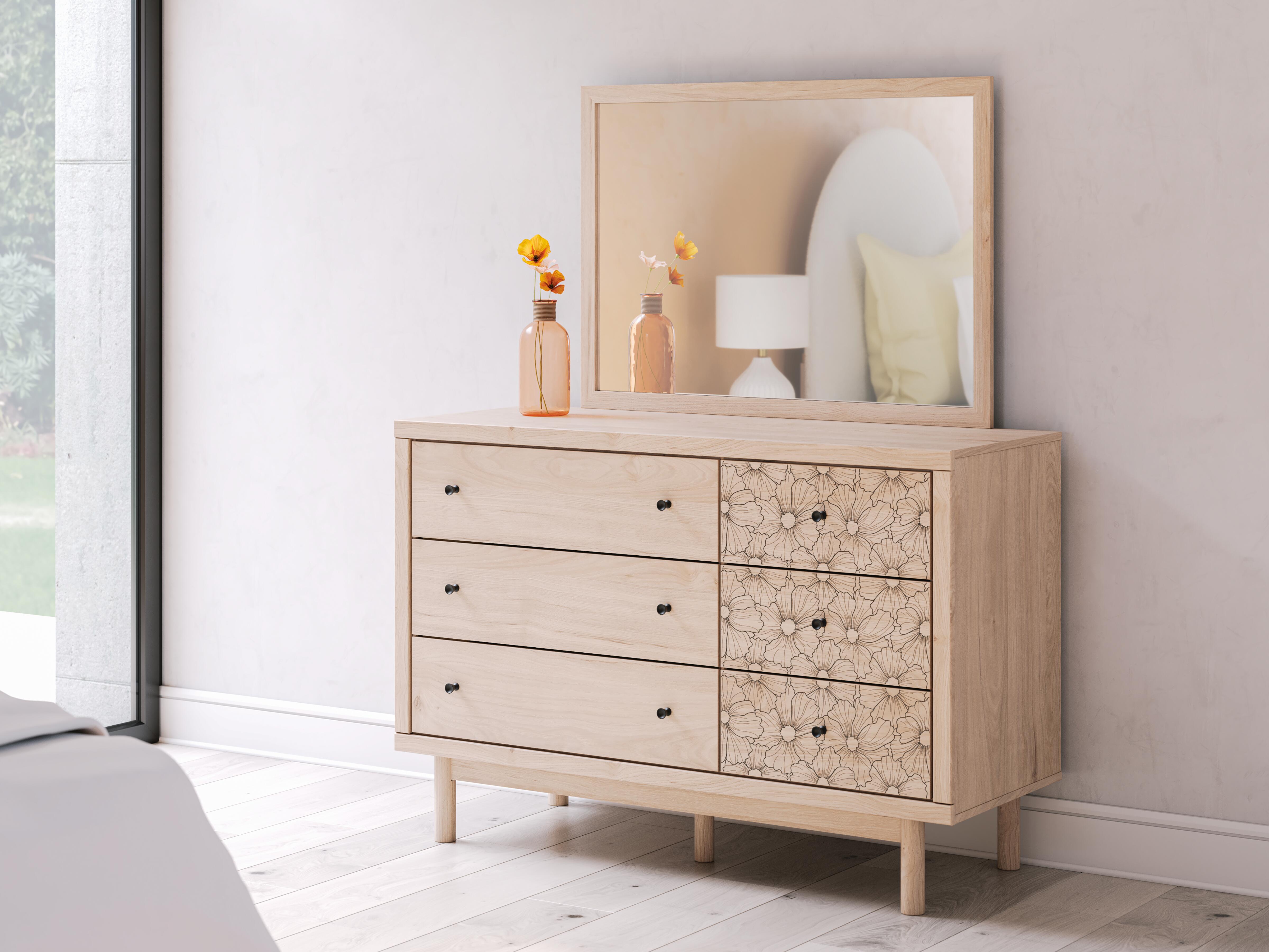 Dar Furniture - Ashley Furniture - Arloster Dresser and Mirror - Dresser and Mirror / Tan - PCB1566B1
