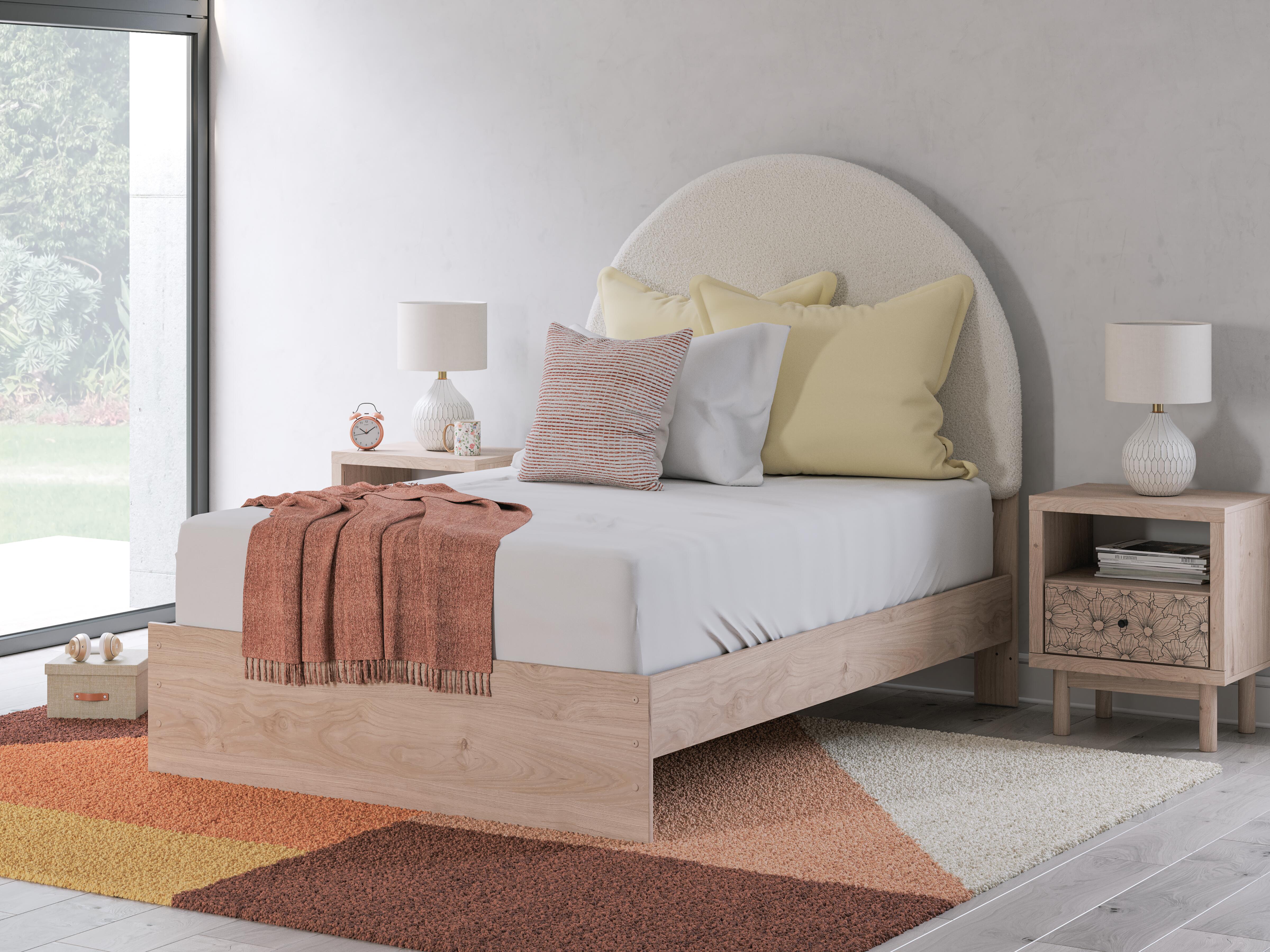 Dar Furniture - Ashley Furniture - Arloster Full Upholstered Panel Bed - Full Upholstered Panel Bed / Tan/White - PCB1566B3