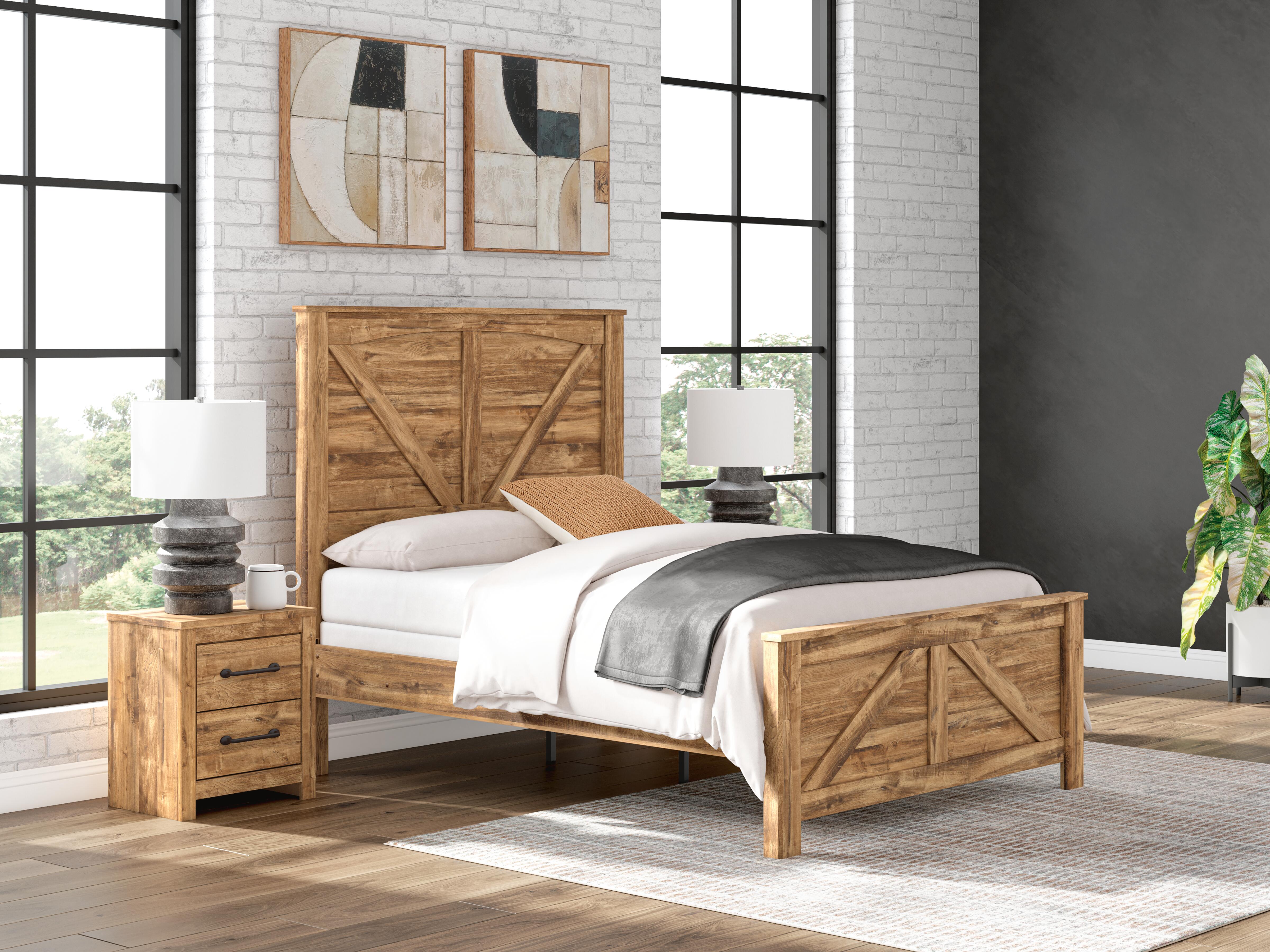 Dar Furniture - Ashley Furniture - Maystonna Queen Crossbuck Panel Bed - Queen Crossbuck Panel Bed / Brown - PCB1580B2