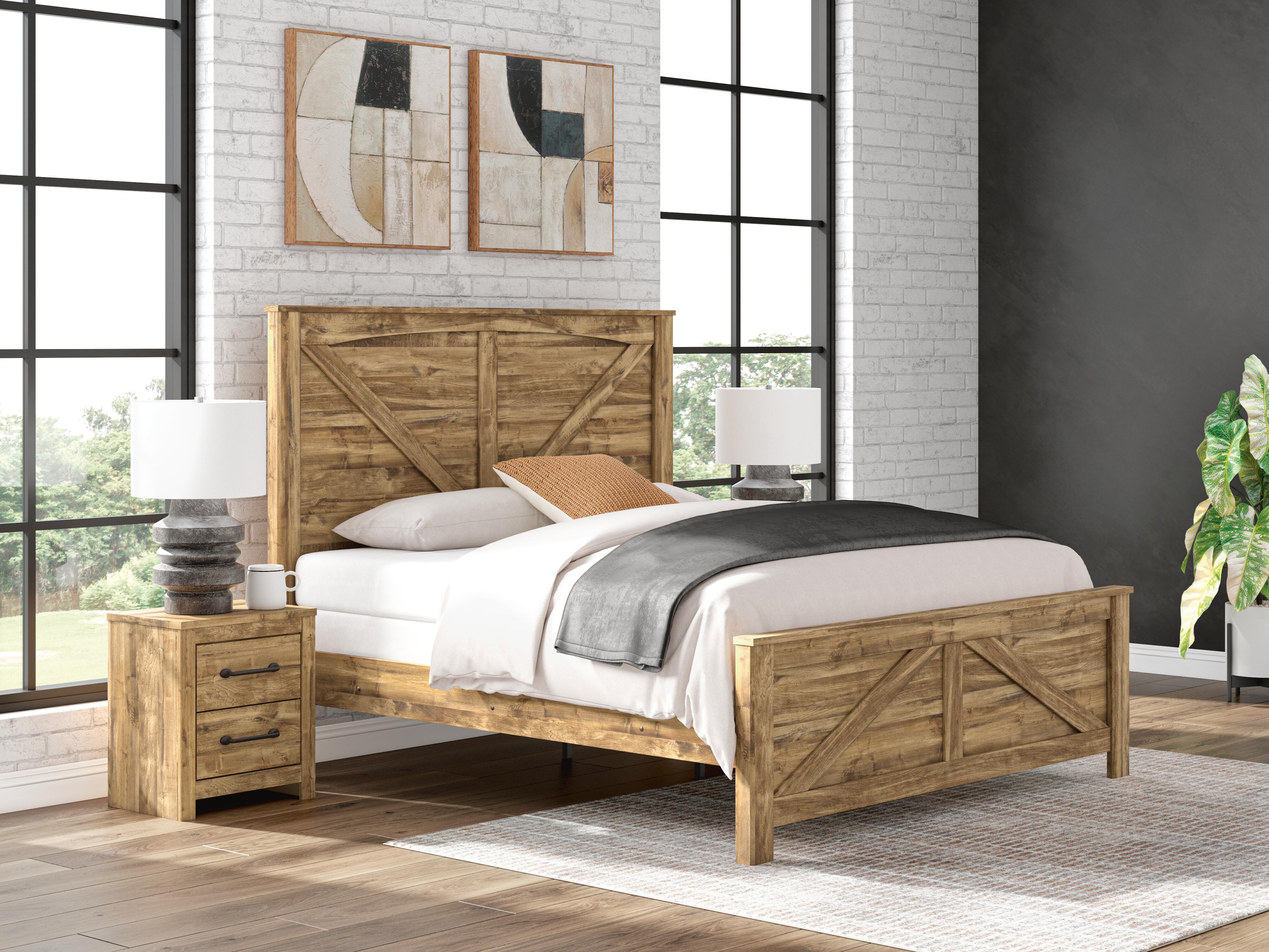 Dar Furniture - Ashley Furniture - Maystonna King Crossbuck Panel Bed - King Crossbuck Panel Bed / Brown - PCB1580B6