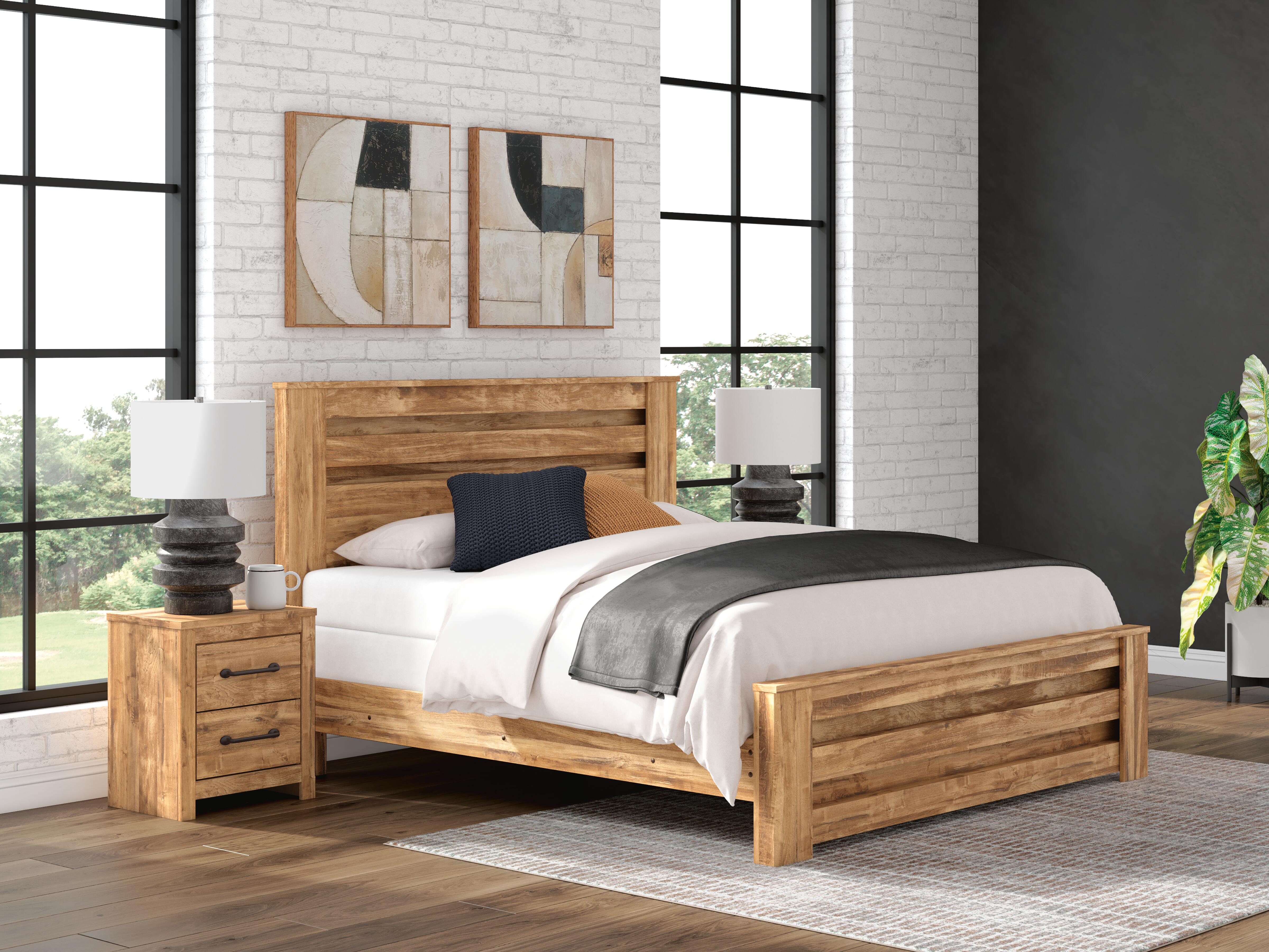 Dar Furniture - Ashley Furniture - Maystonna King Panel Bed - King Panel Bed / Brown - PCB1580B7
