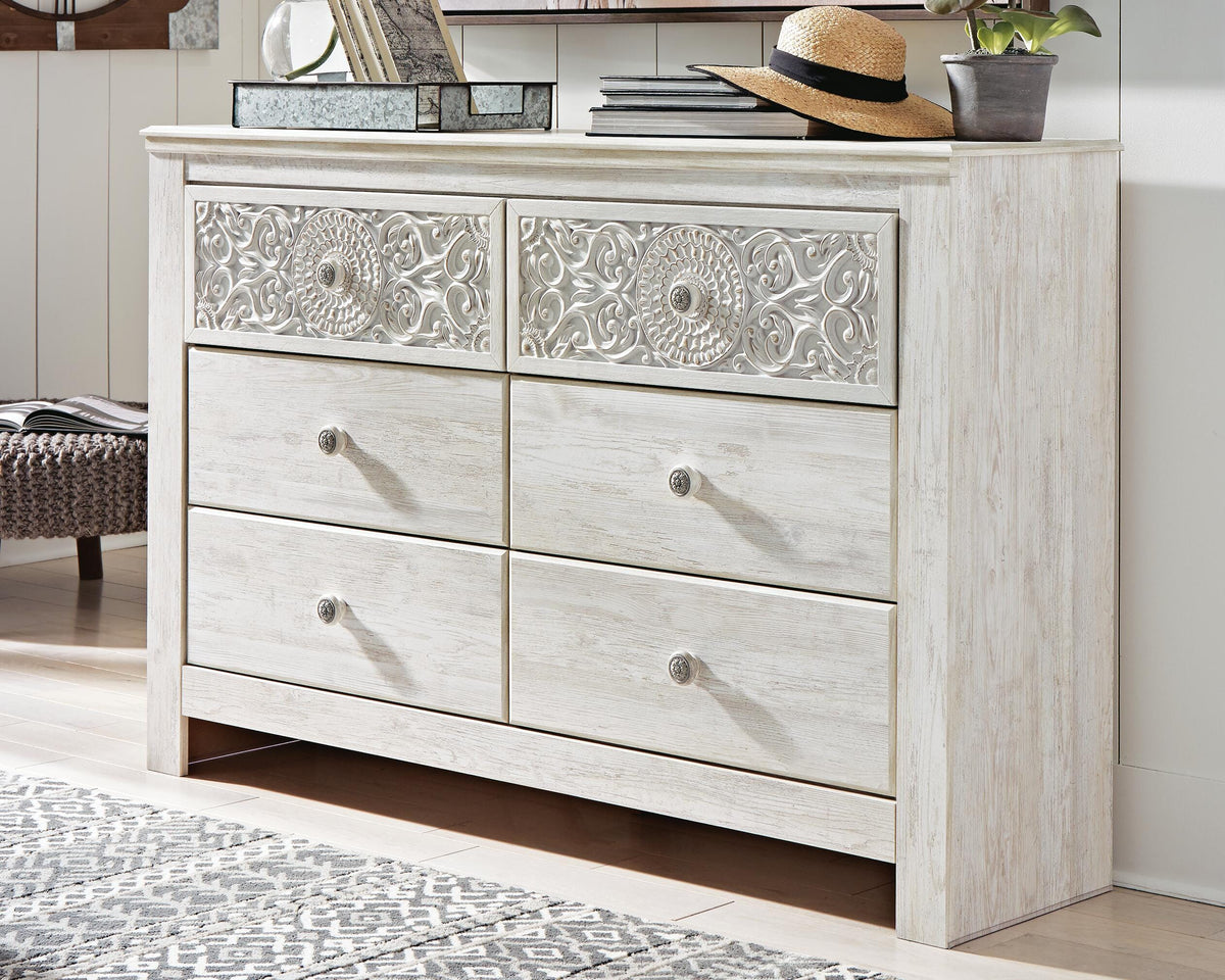 Dar Furniture - Ashley Furniture - Paxberry Dresser - Six Drawer Dresser / Whitewash - B181-31