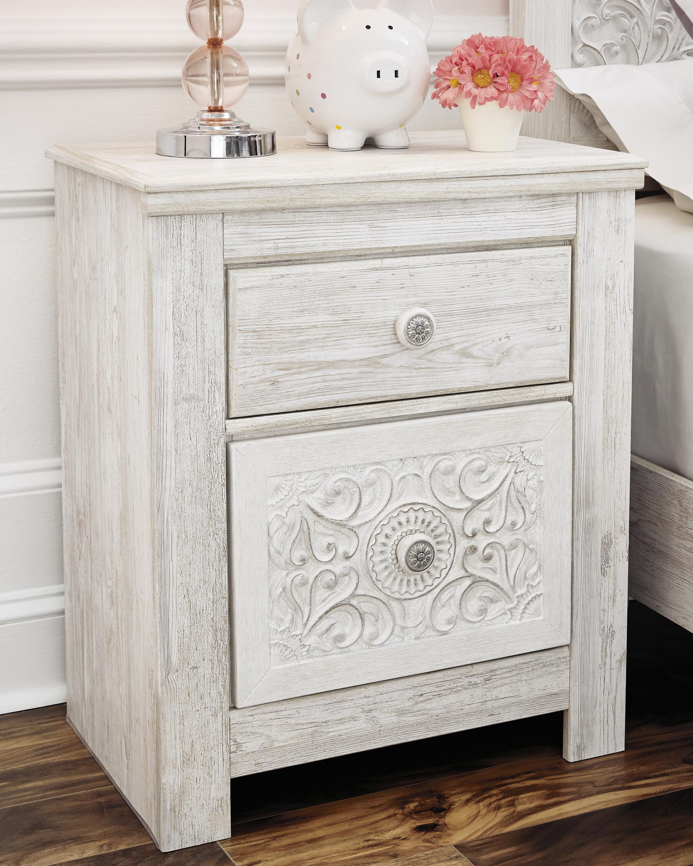 Dar Furniture - Ashley Furniture - Paxberry Nightstand - Two Drawer Night Stand / Whitewash - B181-92