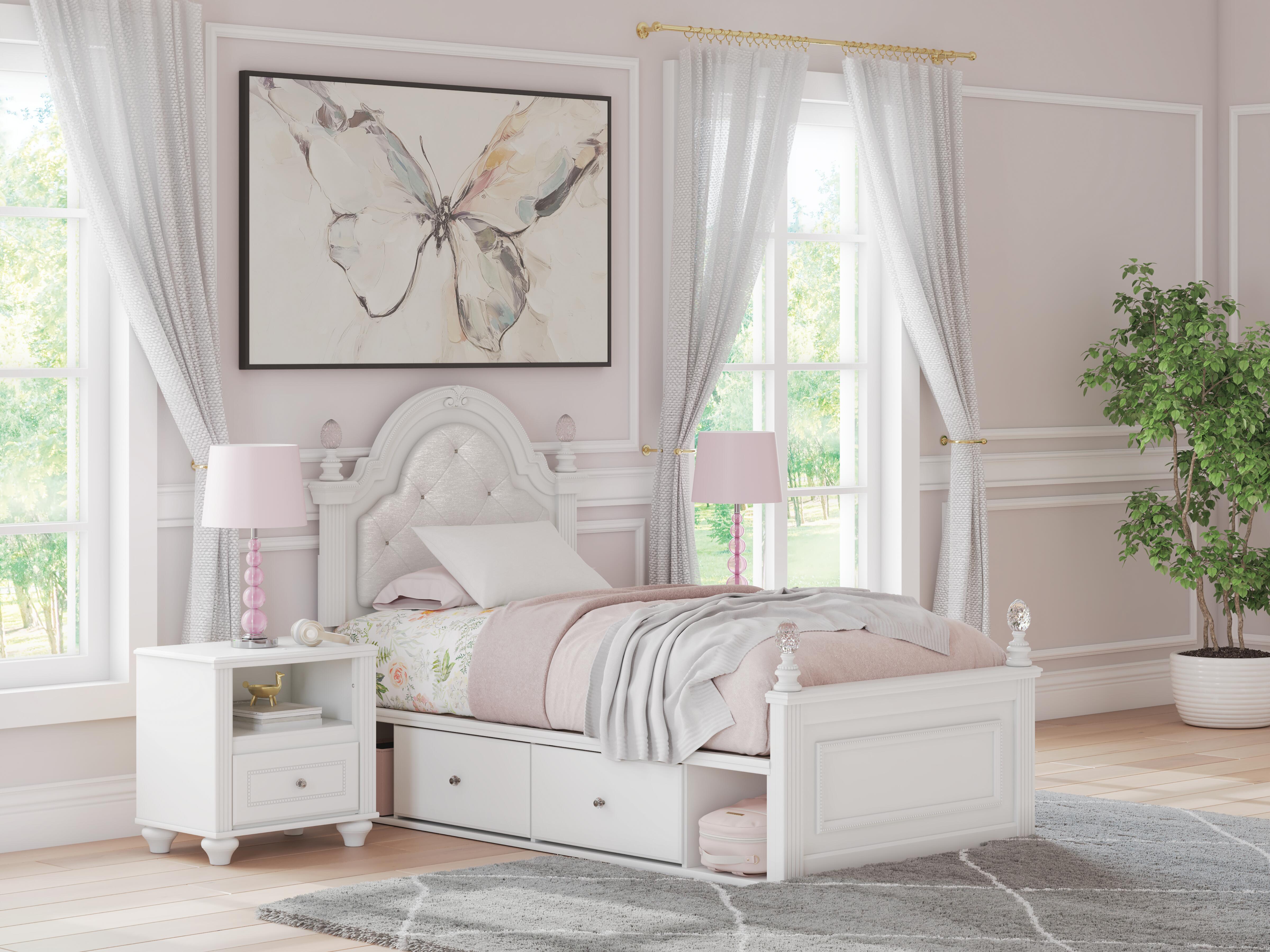 Dar Furniture - Ashley Furniture - Kozlani Twin Upholstered Panel Storage Bed - Twin Upholstered Panel Storage Bed / White - PCB1819B9