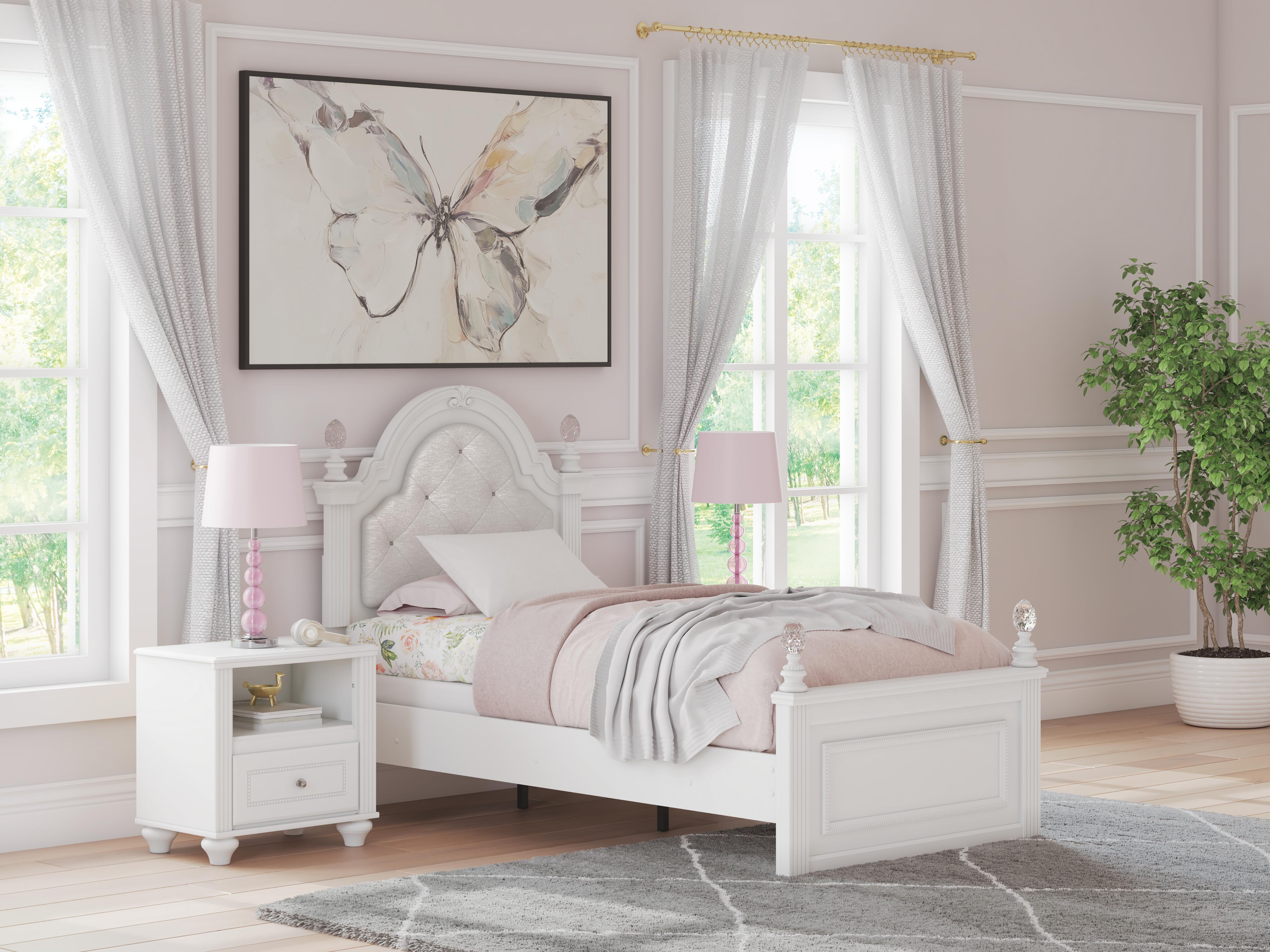 Dar Furniture - Ashley Furniture - Kozlani Twin Upholstered Panel Bed - Twin Upholstered Panel Bed / White - PCB1819B5
