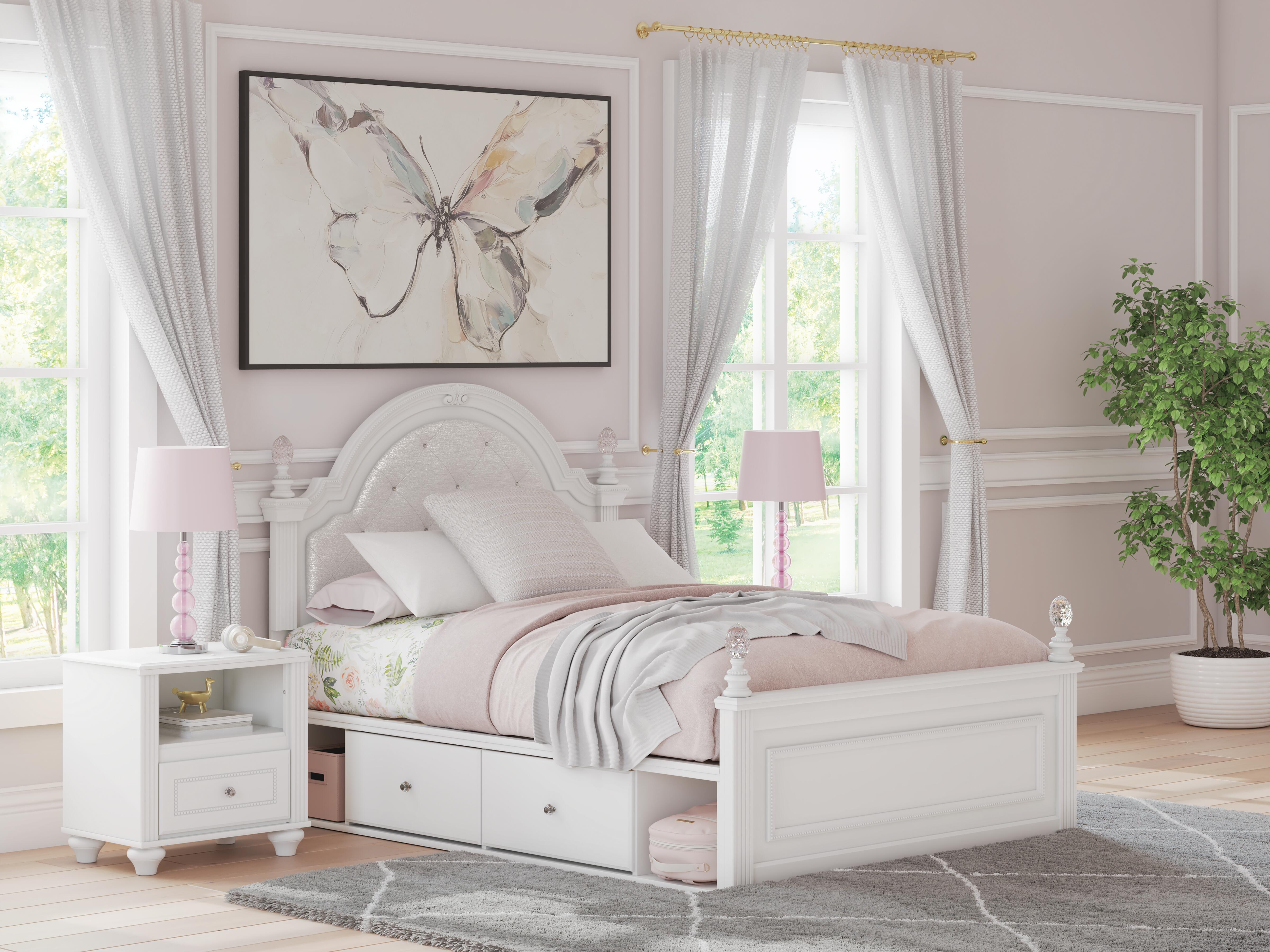 Dar Furniture - Ashley Furniture - Kozlani Full Upholstered Panel Storage Bed - Full Upholstered Panel Storage Bed / White - PCB1819B10