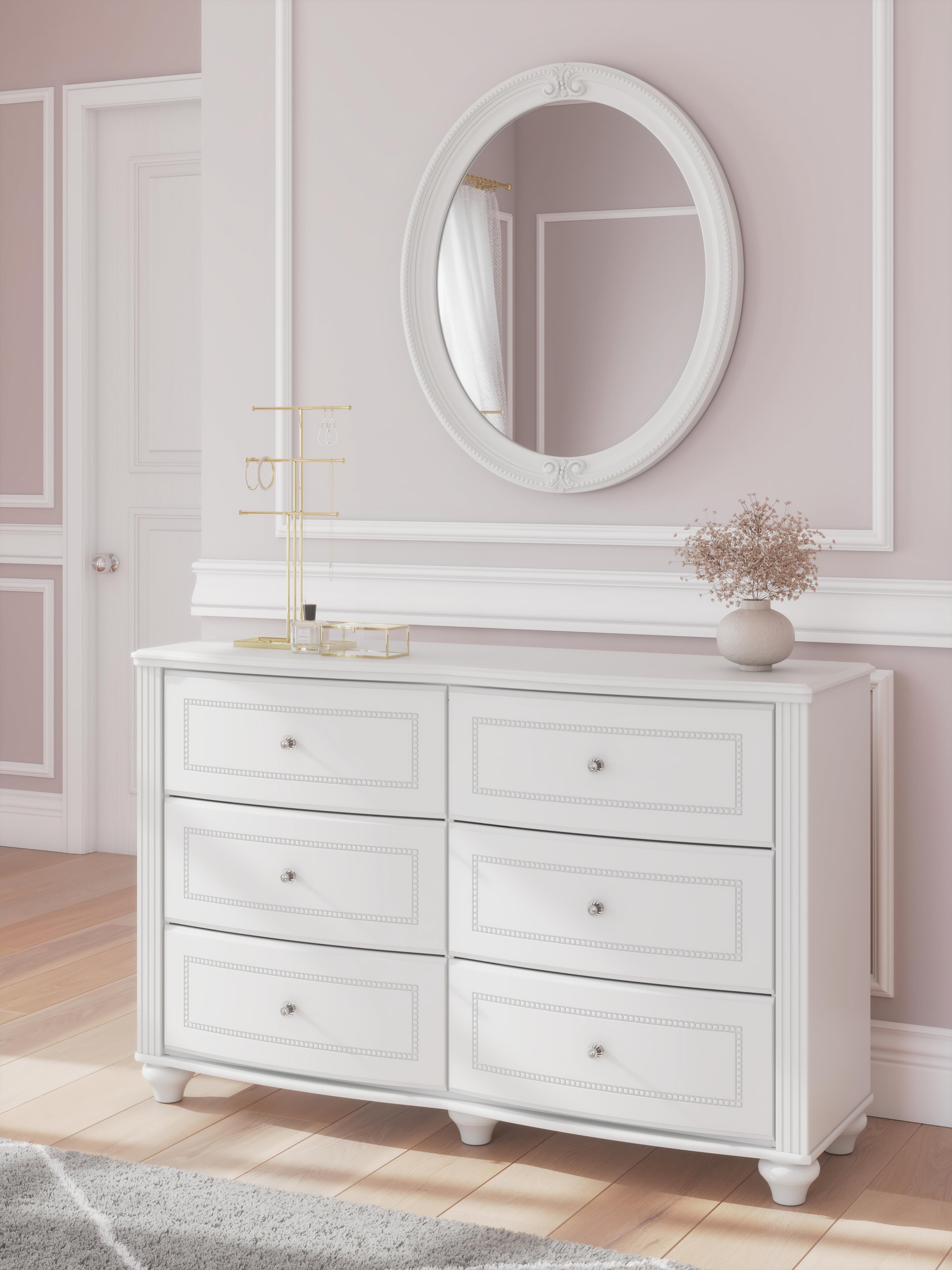 Dar Furniture - Ashley Furniture - Kozlani Dresser and Mirror - Dresser and Mirror / White - PCB1819B2