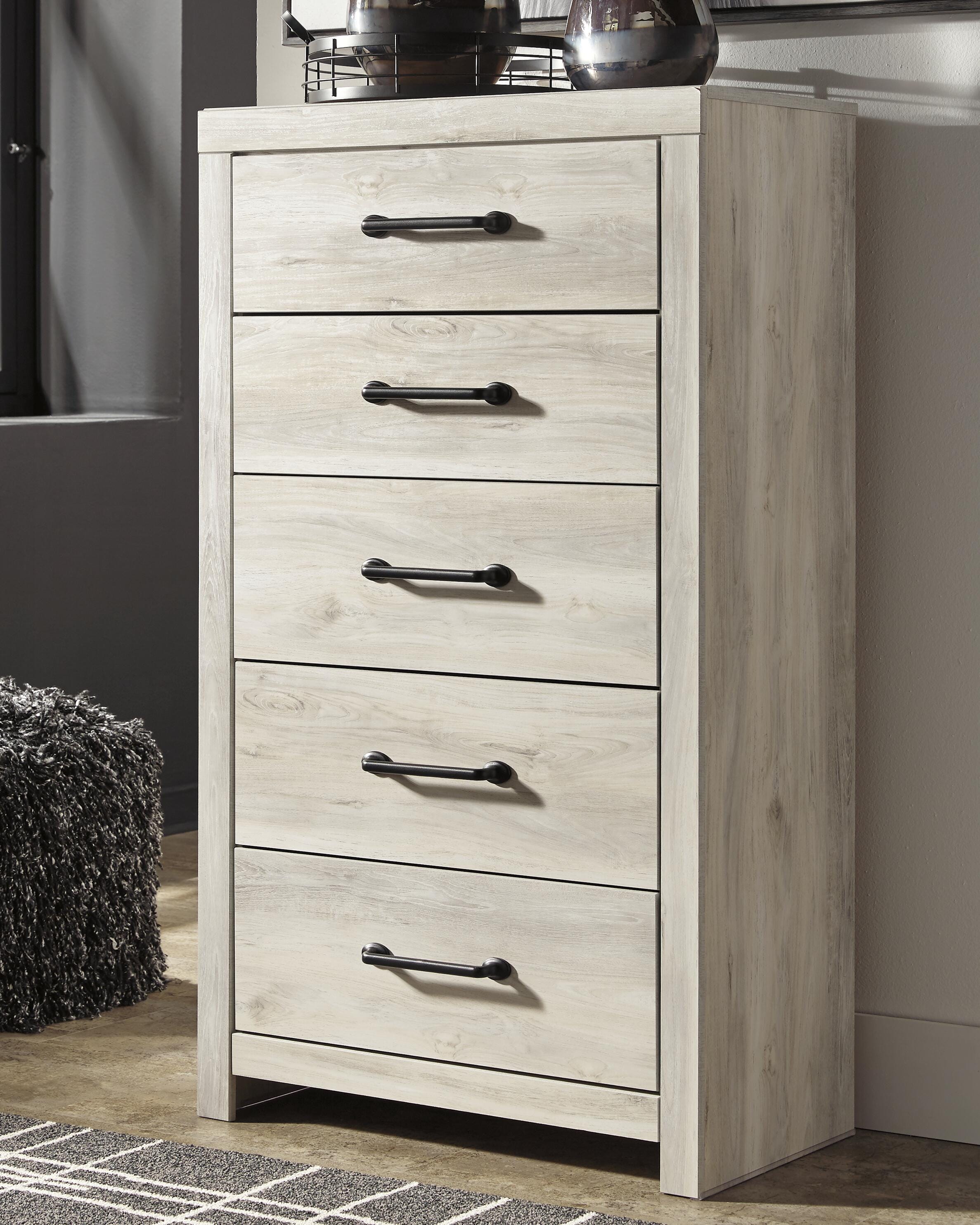 Dar Furniture - Ashley Furniture - Cambeck Chest of Drawers - Five Drawer Chest / Whitewash - B192-46