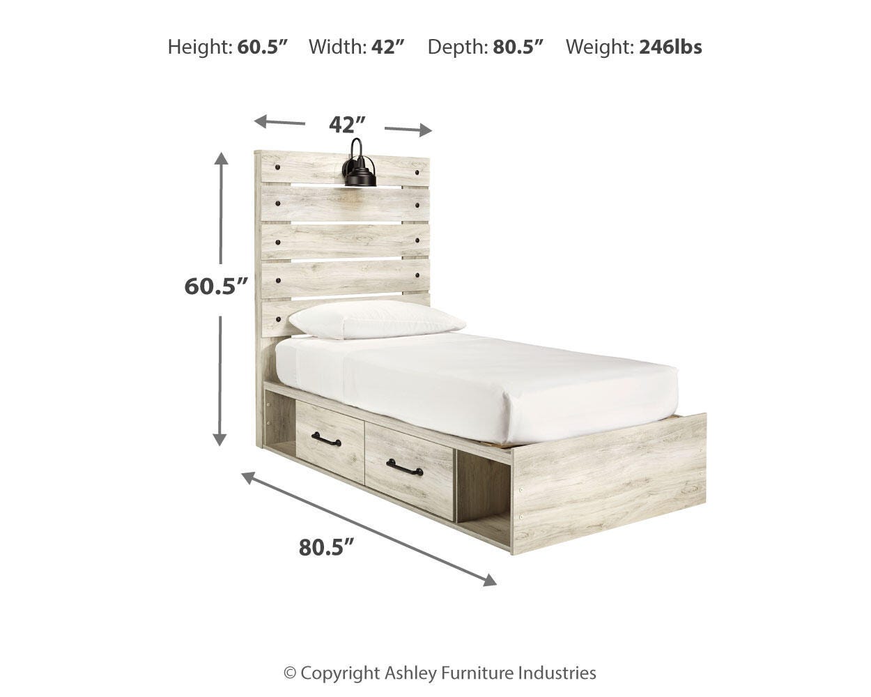 Cambeck Twin Panel Bed with 4 Storage Drawers
