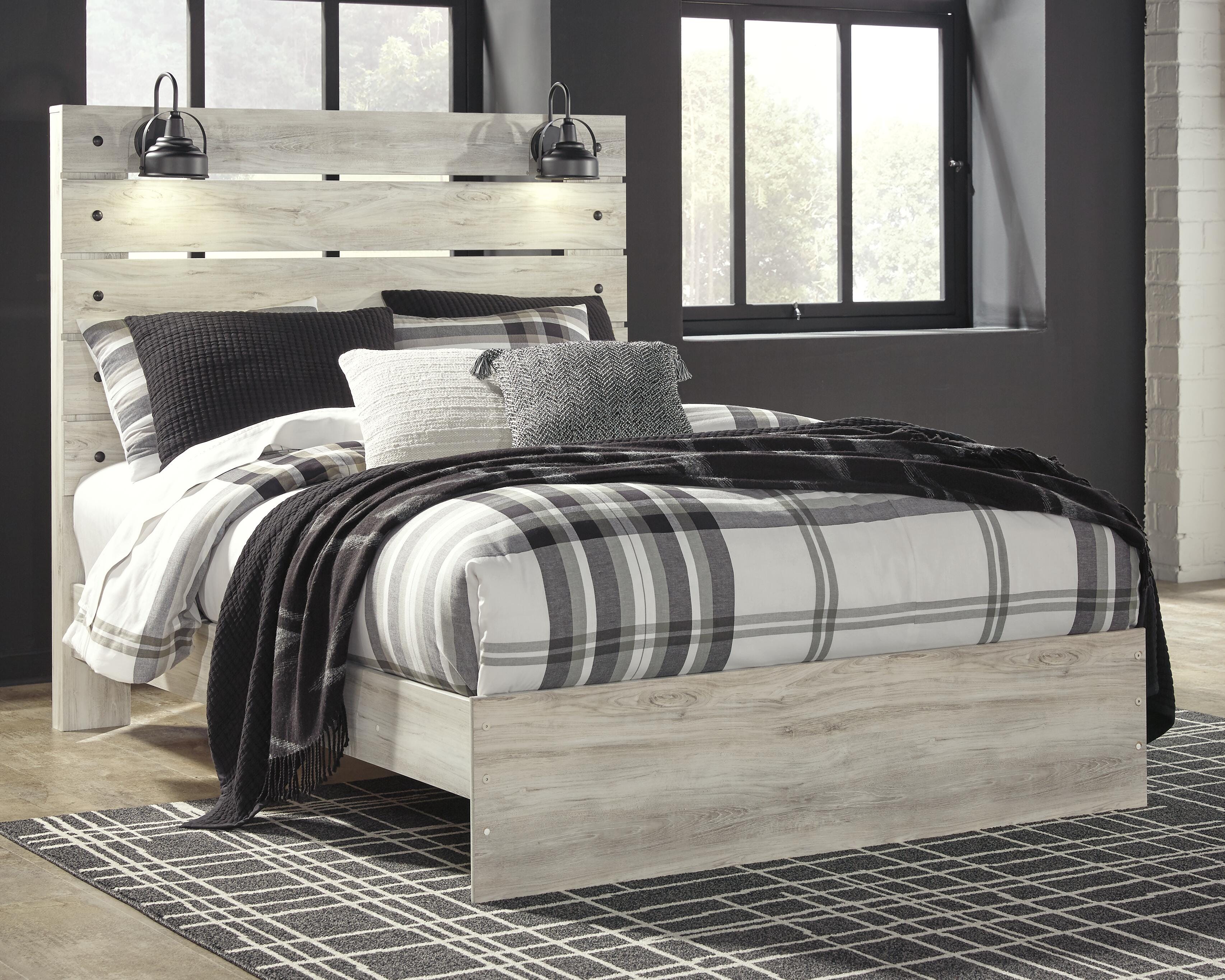 Dar Furniture - Ashley Furniture - Cambeck Queen Panel Bed - Queen Panel Bed / Whitewash - B192B4