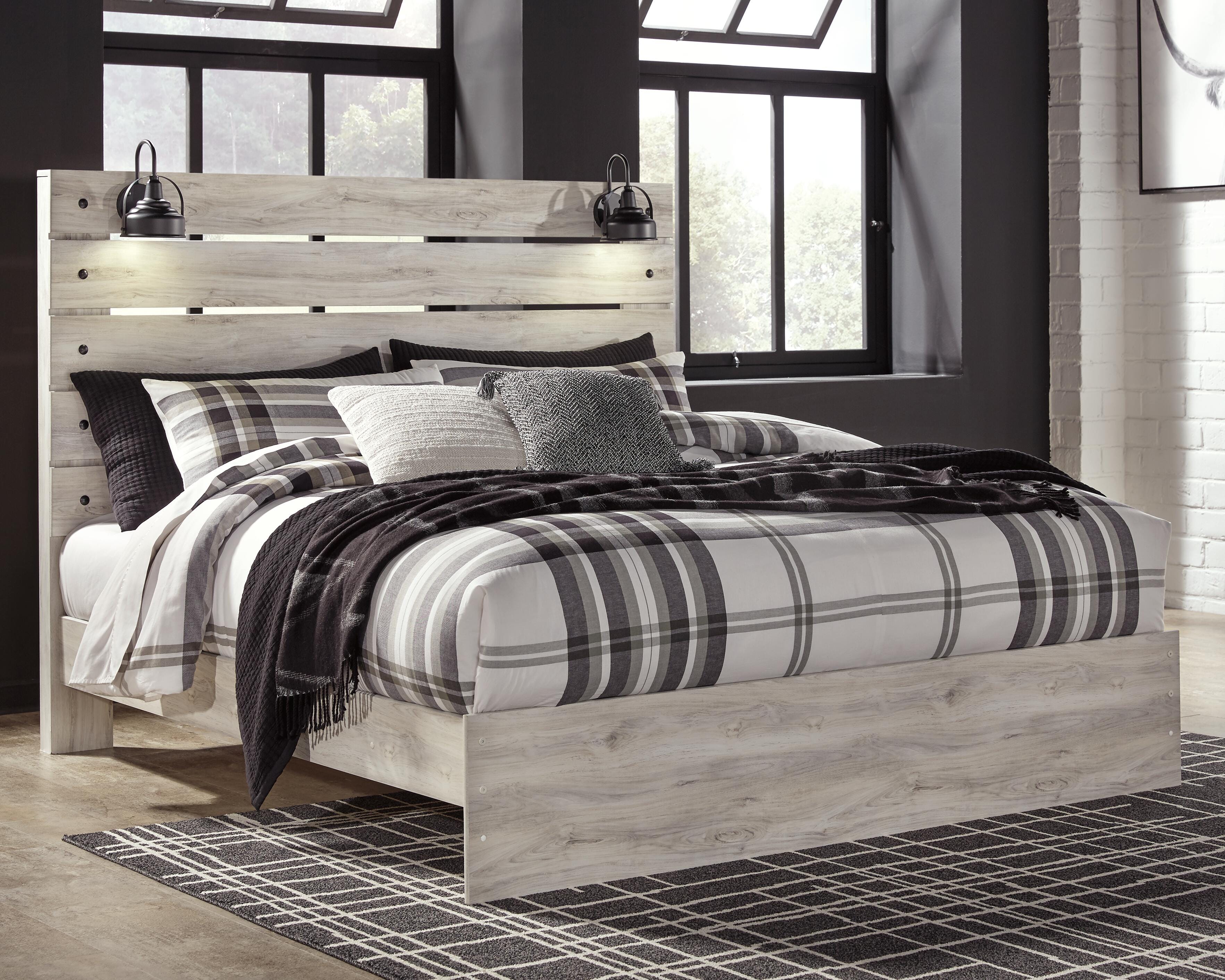 Dar Furniture - Ashley Furniture - Cambeck King Panel Bed - King Panel Bed / Whitewash - B192B28