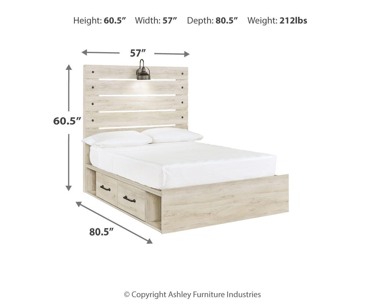 Cambeck Full Panel Bed with 2 Storage Drawers