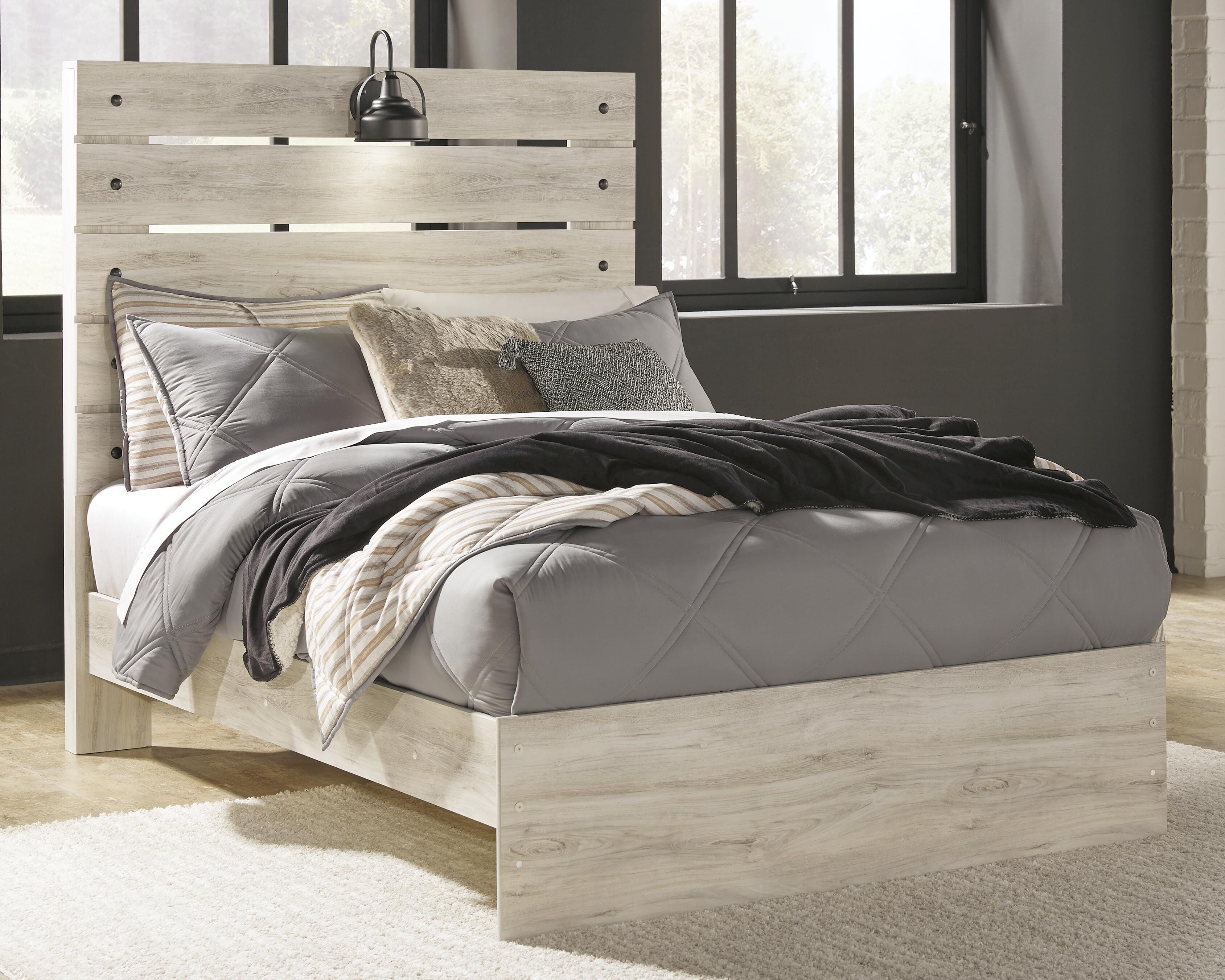 Dar Furniture - Ashley Furniture - Cambeck Full Panel Bed - Full Panel Bed / Whitewash - B192B3