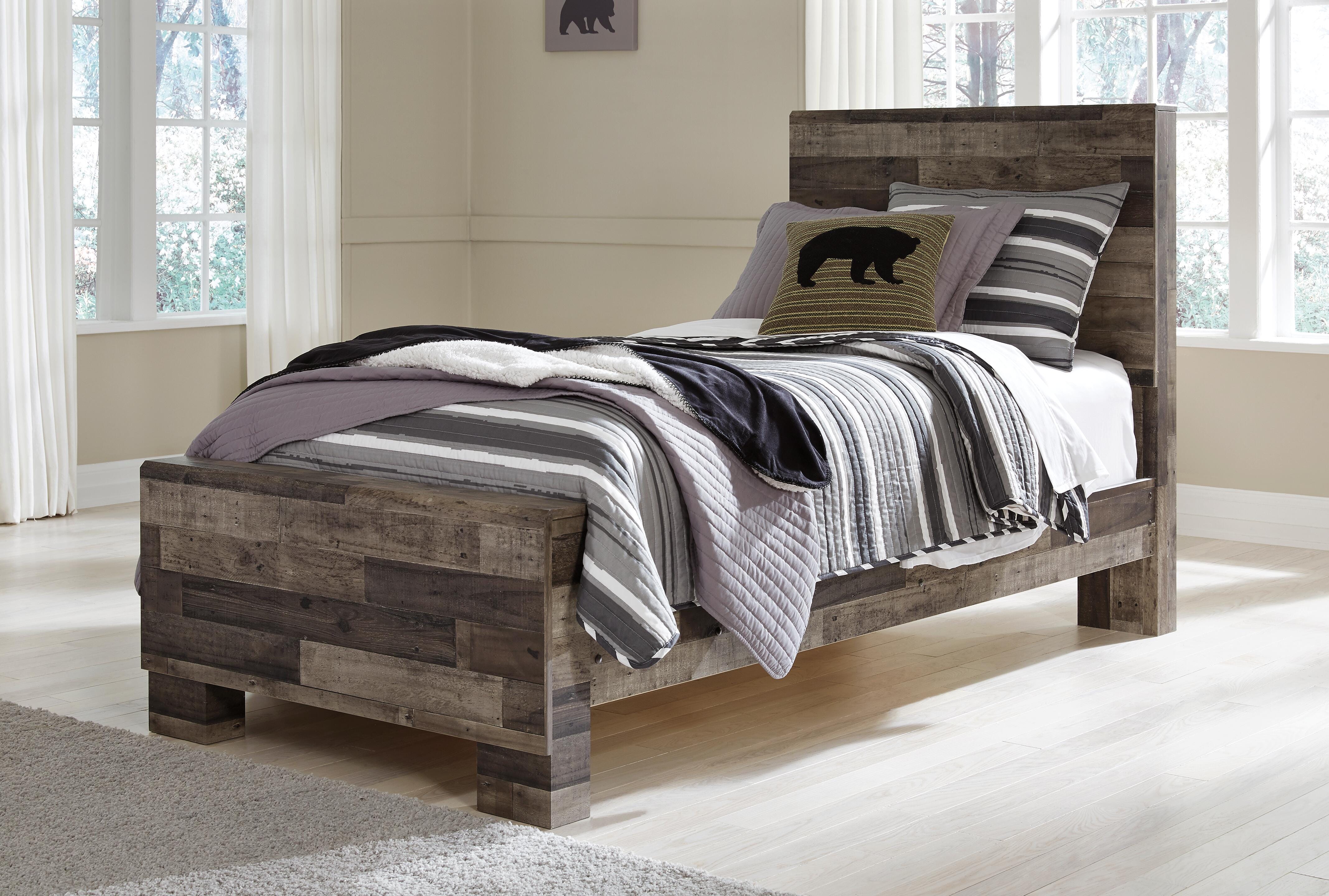 Dar Furniture - Ashley Furniture - Derekson Twin Panel Bed - Twin Panel Bed / Multi Gray - B200B2