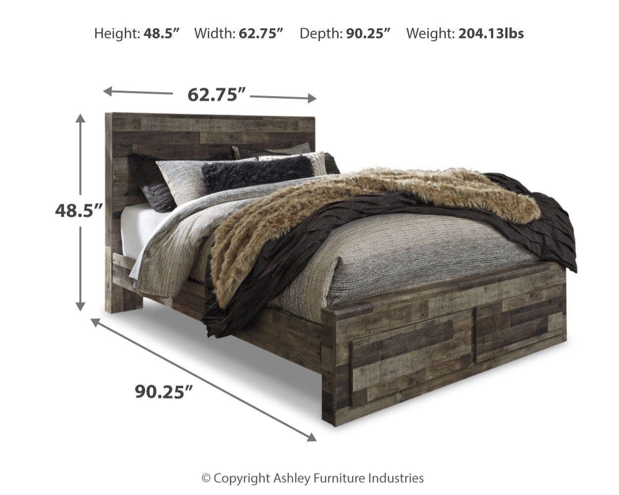 Derekson Queen Panel Bed with 2 Storage Drawers