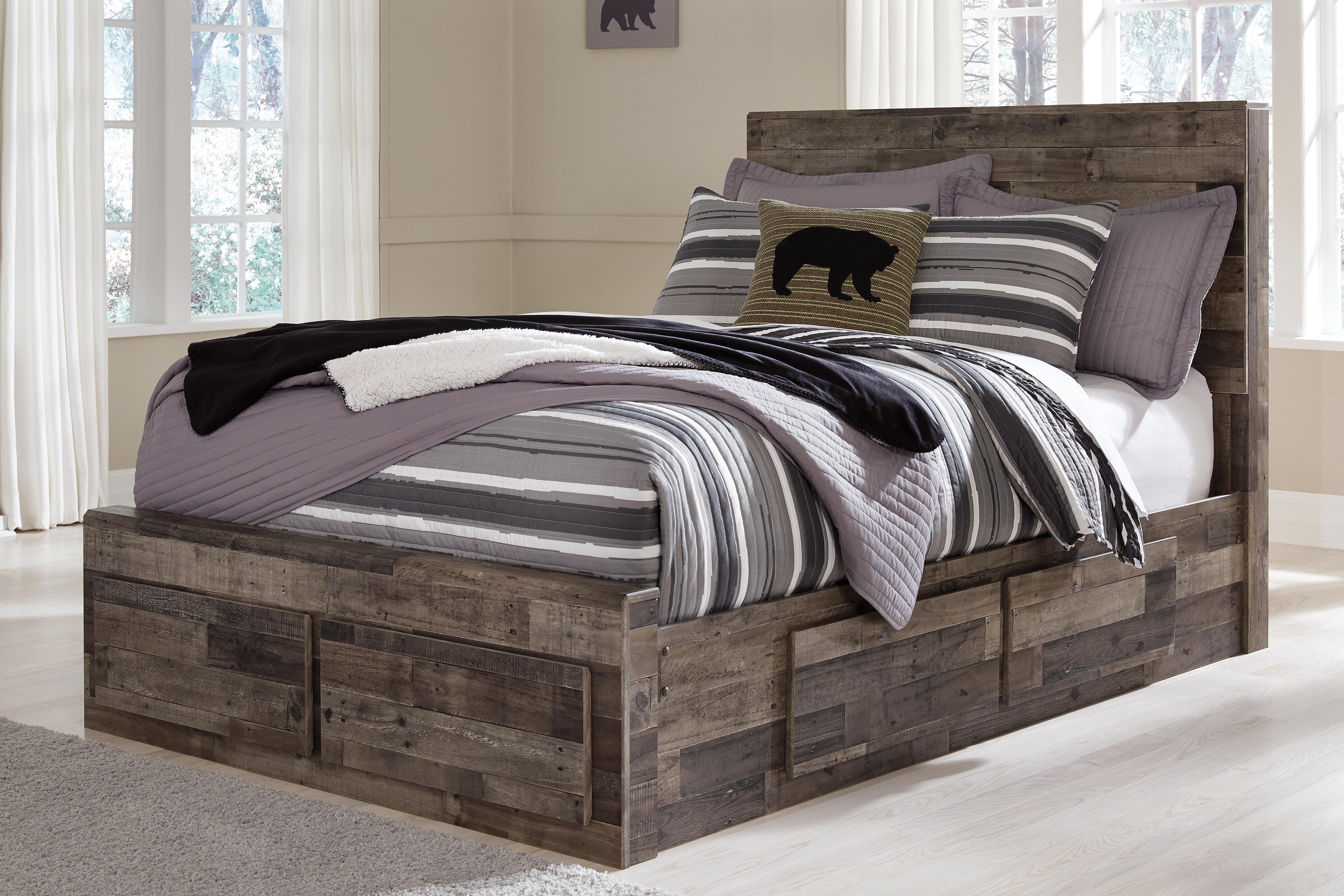 Dar Furniture - Ashley Furniture - Derekson Full Panel Bed with 6 Storage Drawers - Full Panel Bed with 6 Storage Drawers / Multi Gray - B200B10
