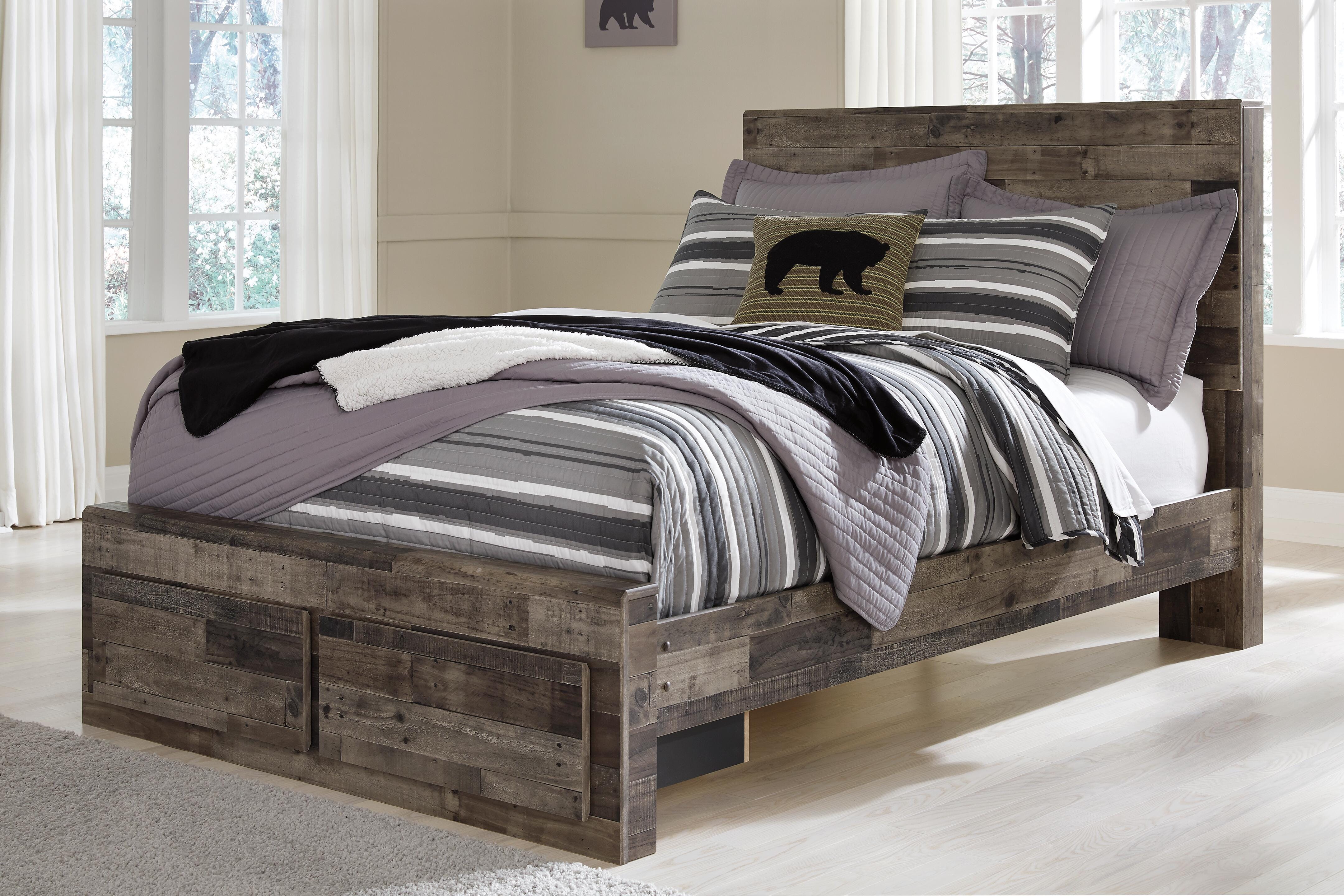 Dar Furniture - Ashley Furniture - Derekson Full Panel Bed with 2 Storage Drawers - Full Panel Bed with 2 Storage Drawers / Multi Gray - B200B16