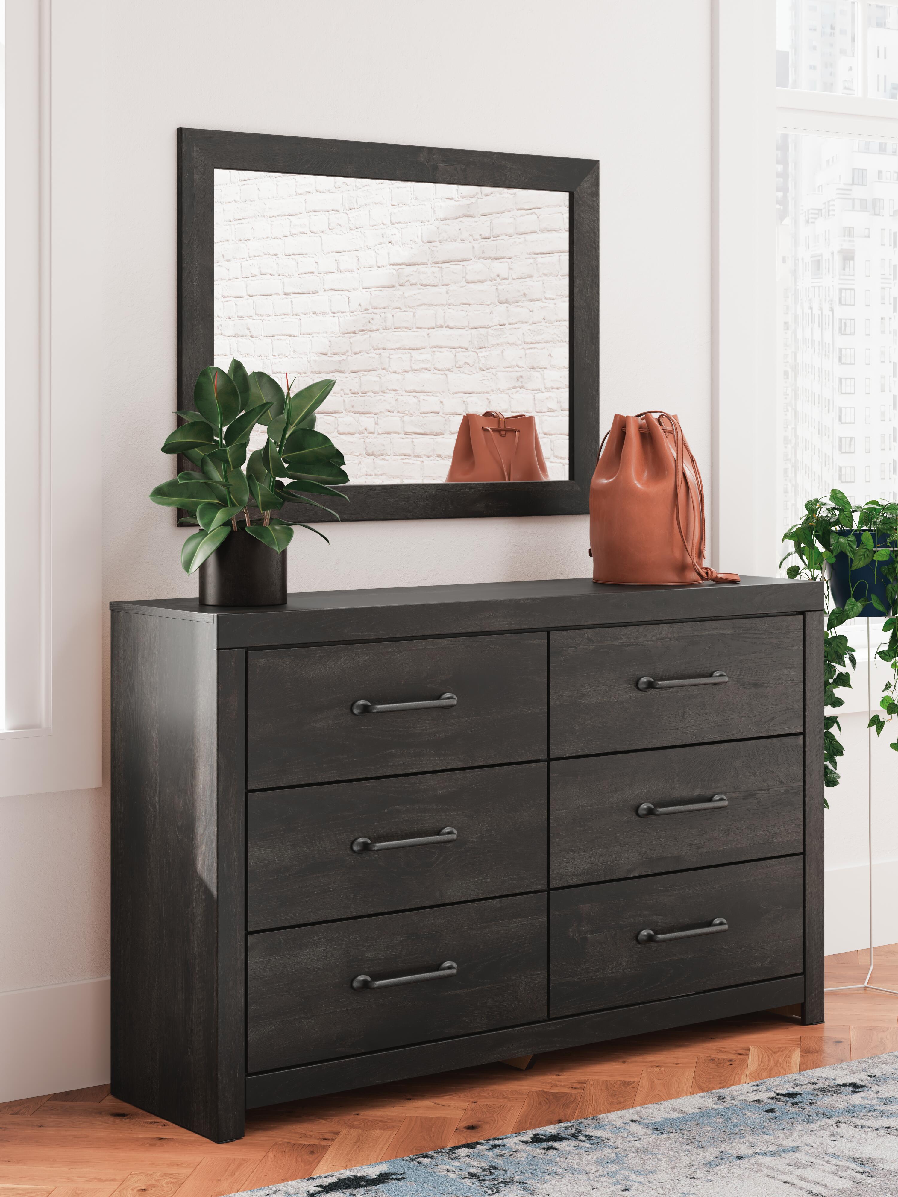 Dar Furniture - Ashley Furniture - Hollivern Dresser and Mirror - Dresser and Mirror / Dark Gray - PCB2108B1