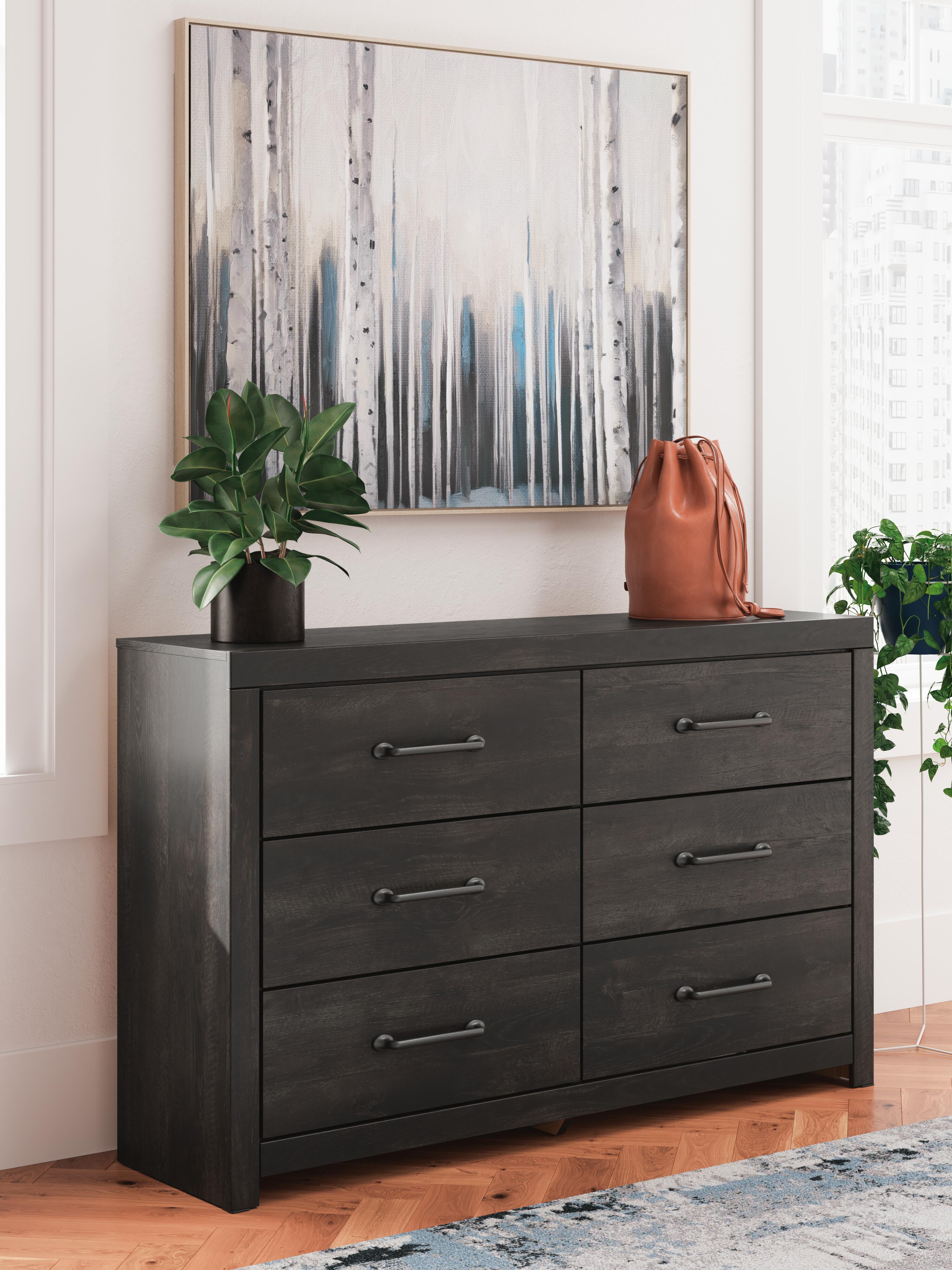 Dar Furniture - Ashley Furniture - Hollivern Dresser - Six Drawer Dresser / Dark Gray - PCB2108-31