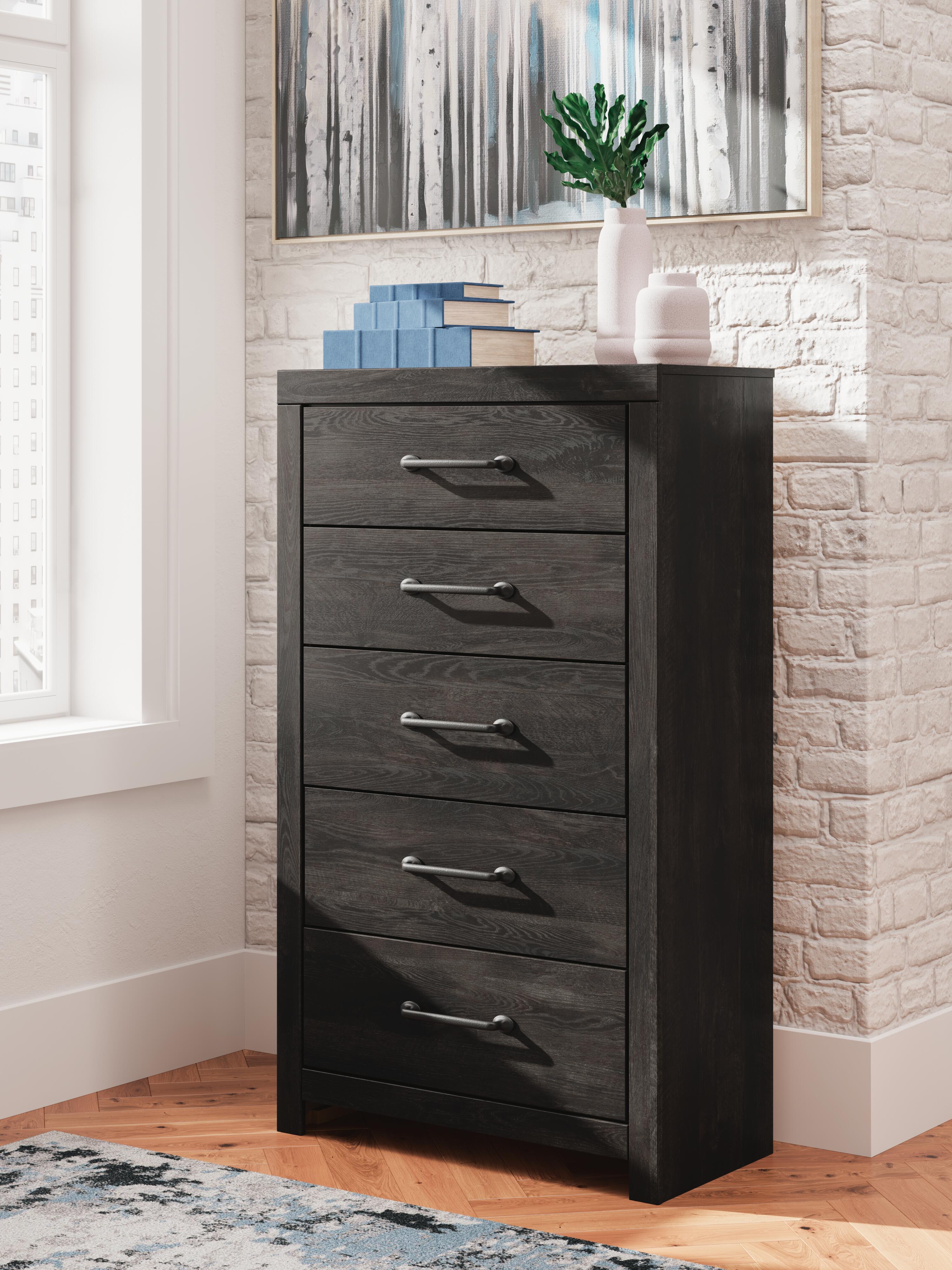 Dar Furniture - Ashley Furniture - Hollivern Chest of Drawers - Five Drawer Chest / Dark Gray - PCB2108-46