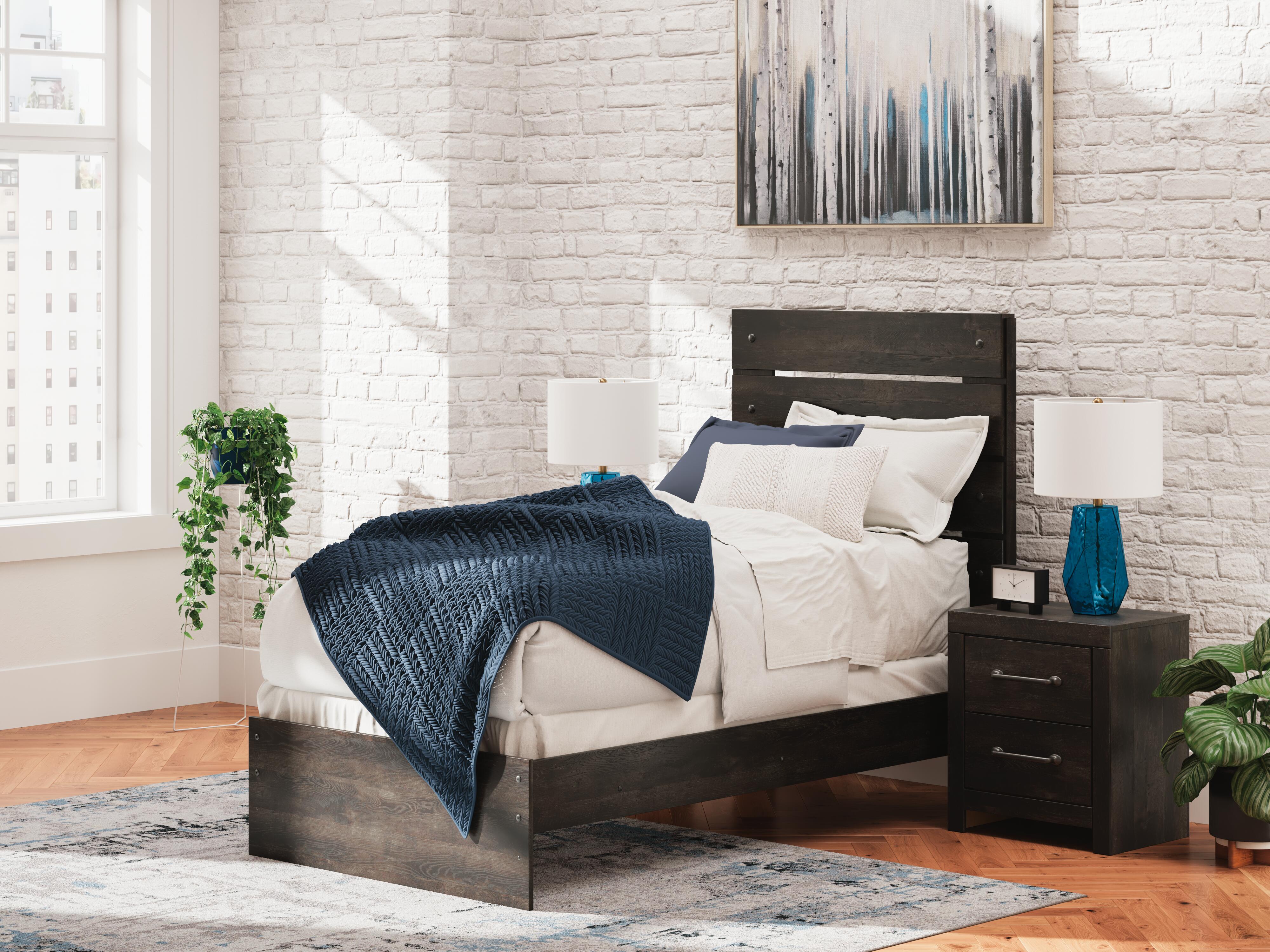 Dar Furniture - Ashley Furniture - Hollivern Twin Panel Bed - Twin Panel Bed / Dark Gray - PCB2108B11
