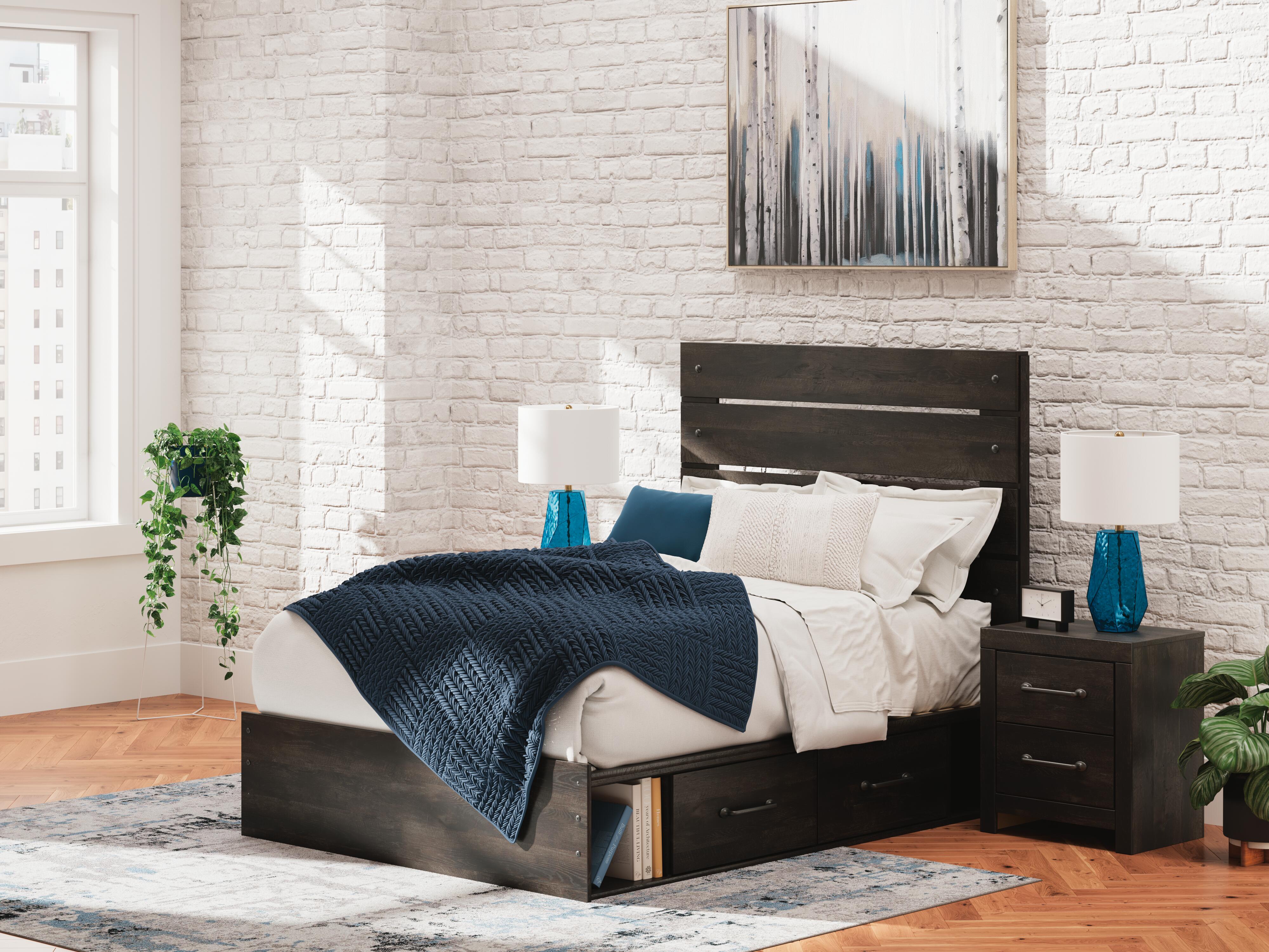 Dar Furniture - Ashley Furniture - Hollivern Full Panel Storage Bed - Full Panel Storage Bed / Dark Gray - PCB2108B15