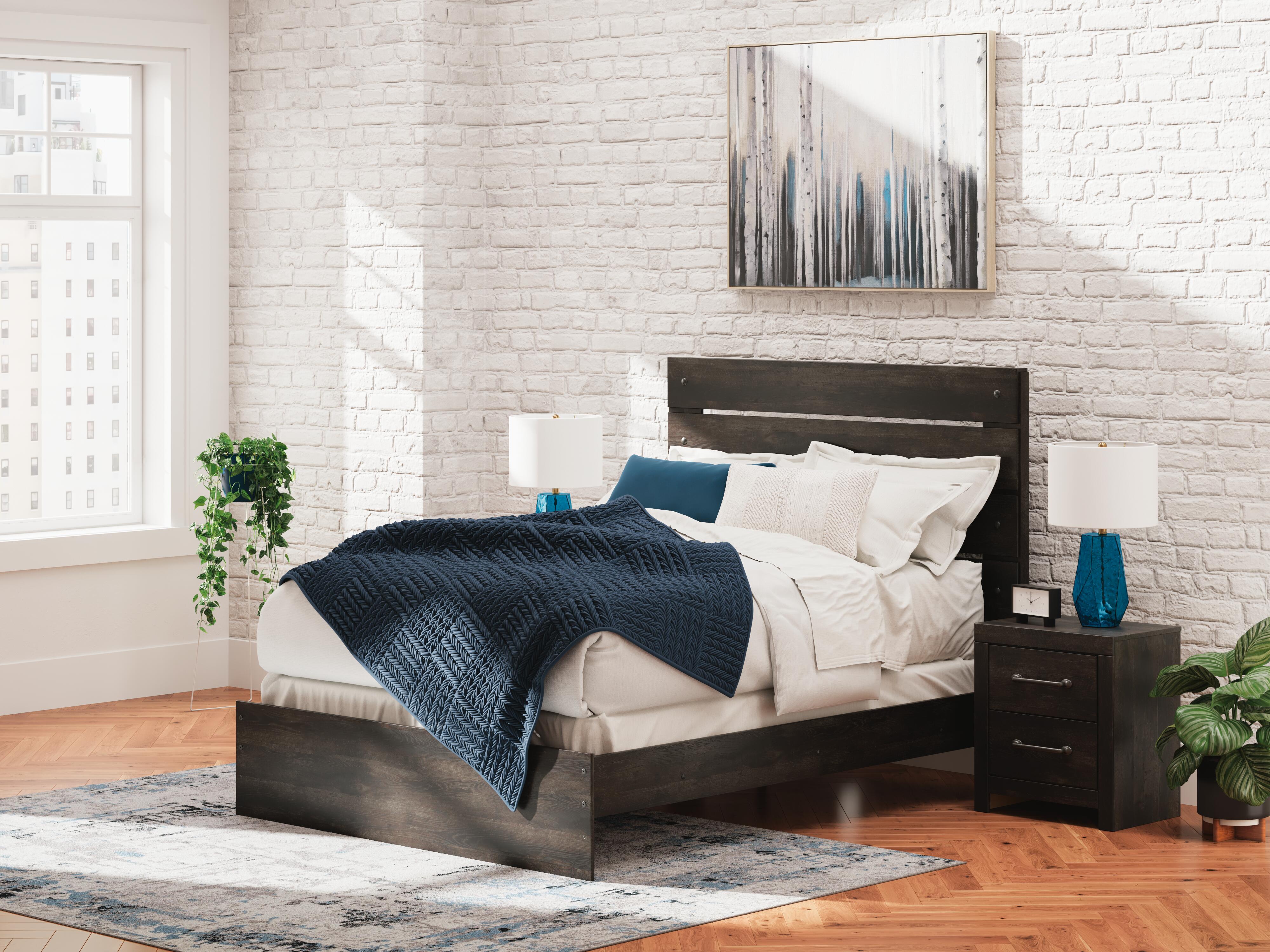 Dar Furniture - Ashley Furniture - Hollivern Queen Panel Bed - Queen Panel Bed / Dark Gray - PCB2108B2