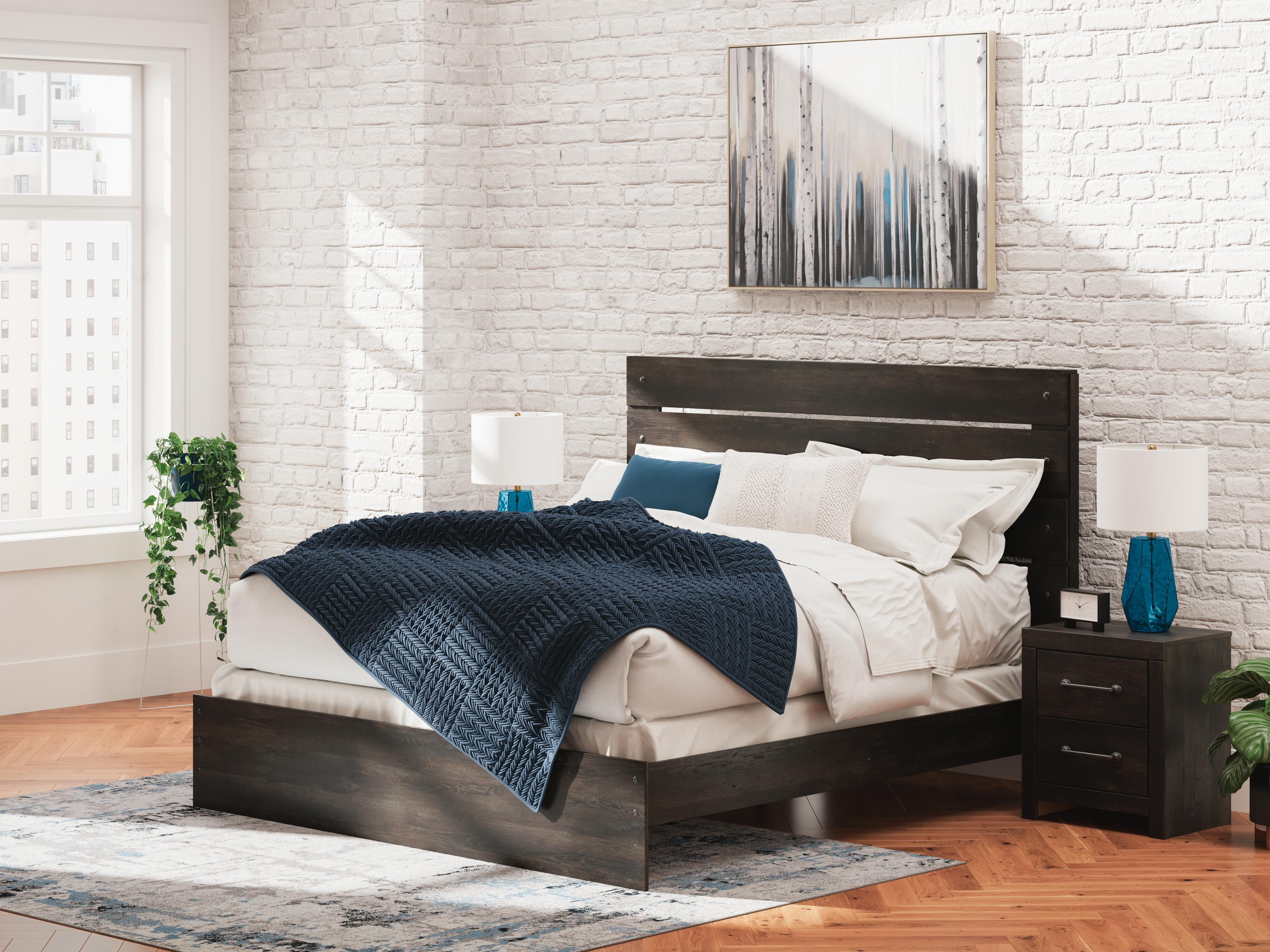 Dar Furniture - Ashley Furniture - Hollivern King Panel Bed - King Panel Bed / Dark Gray - PCB2108B8