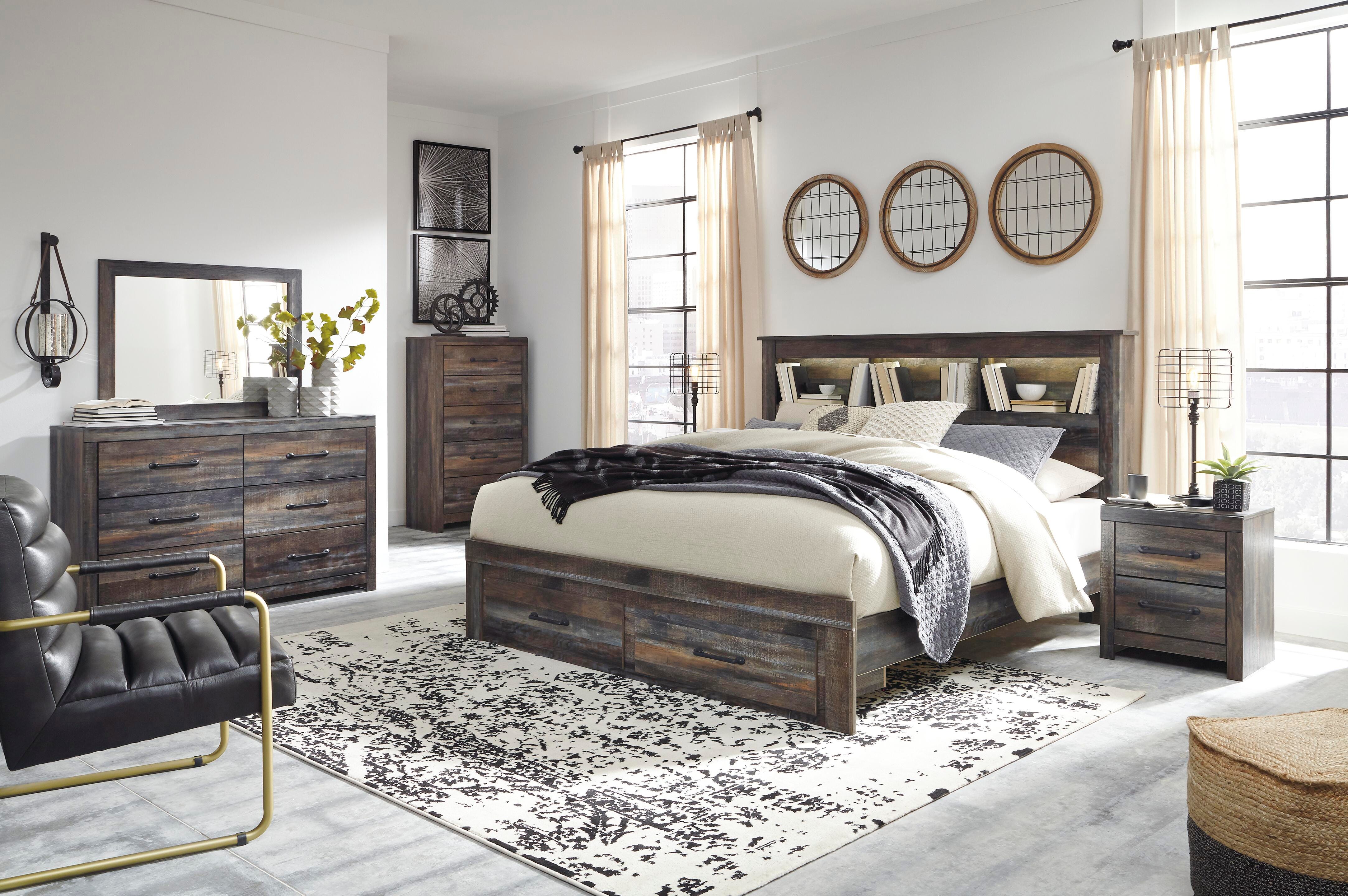 Drystan King Bookcase Bed with 2 Storage Drawers
