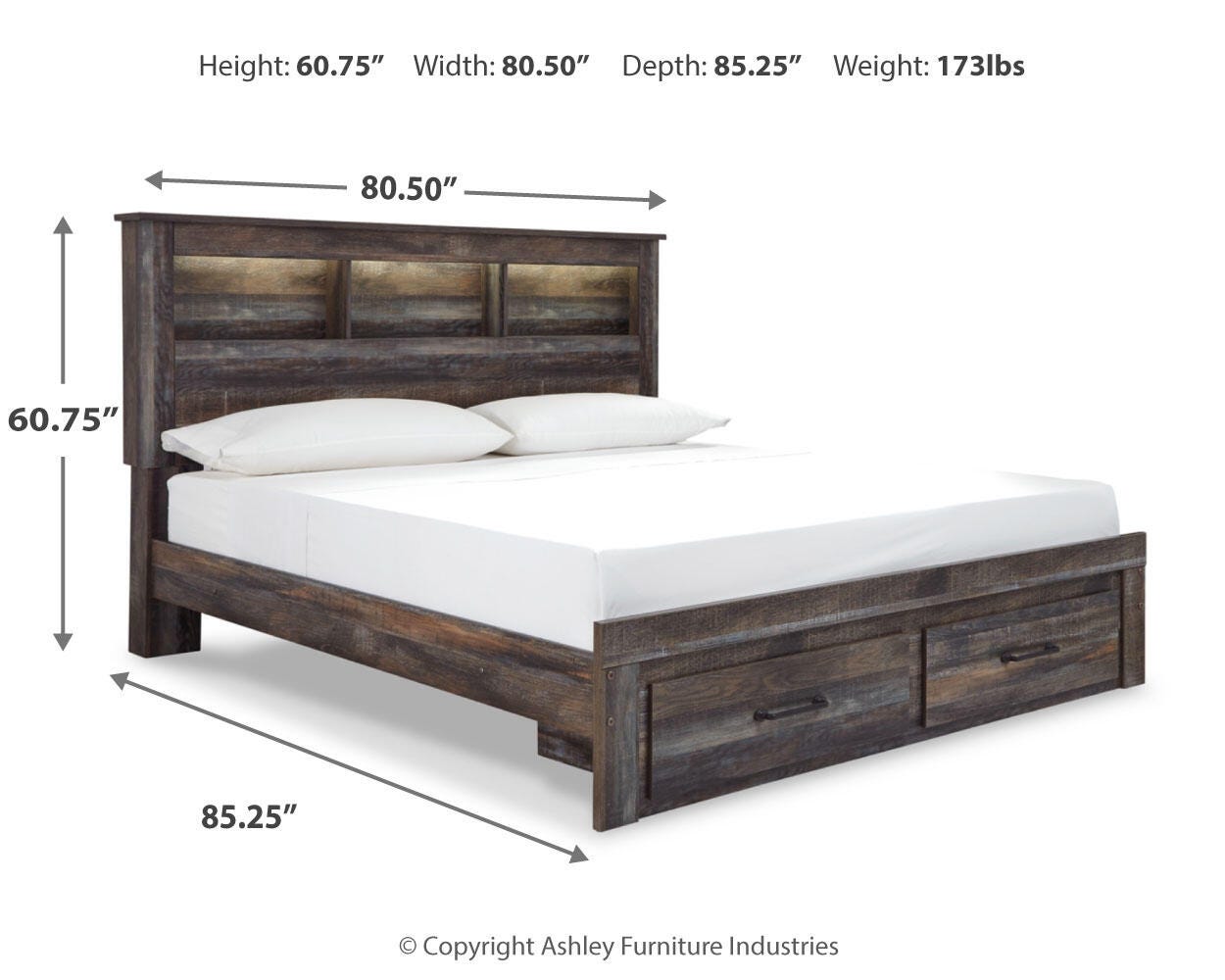 Drystan King Bookcase Bed with 2 Storage Drawers