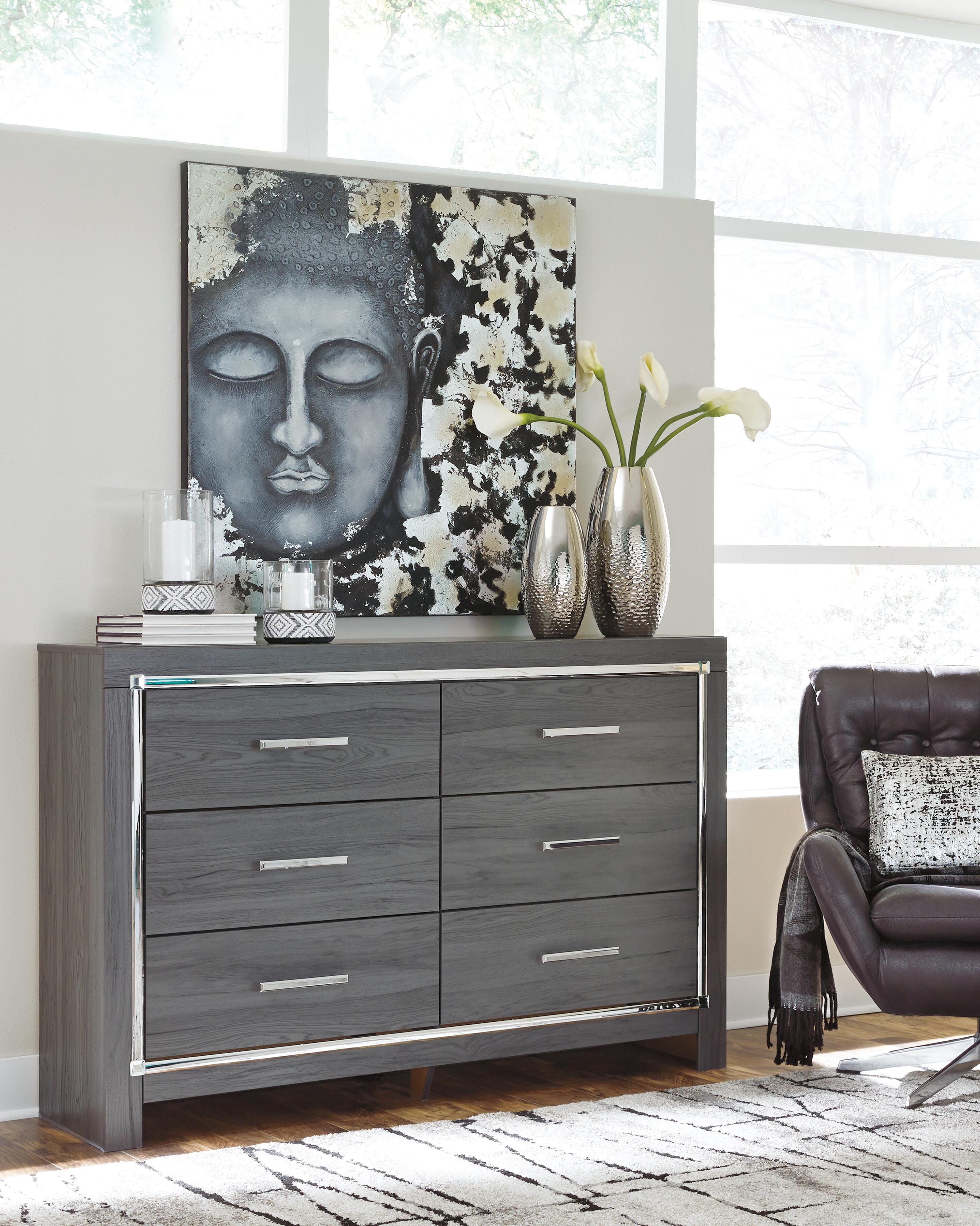 Dar Furniture - Ashley Furniture - Lodanna Dresser - Six Drawer Dresser / Gray - B214-31