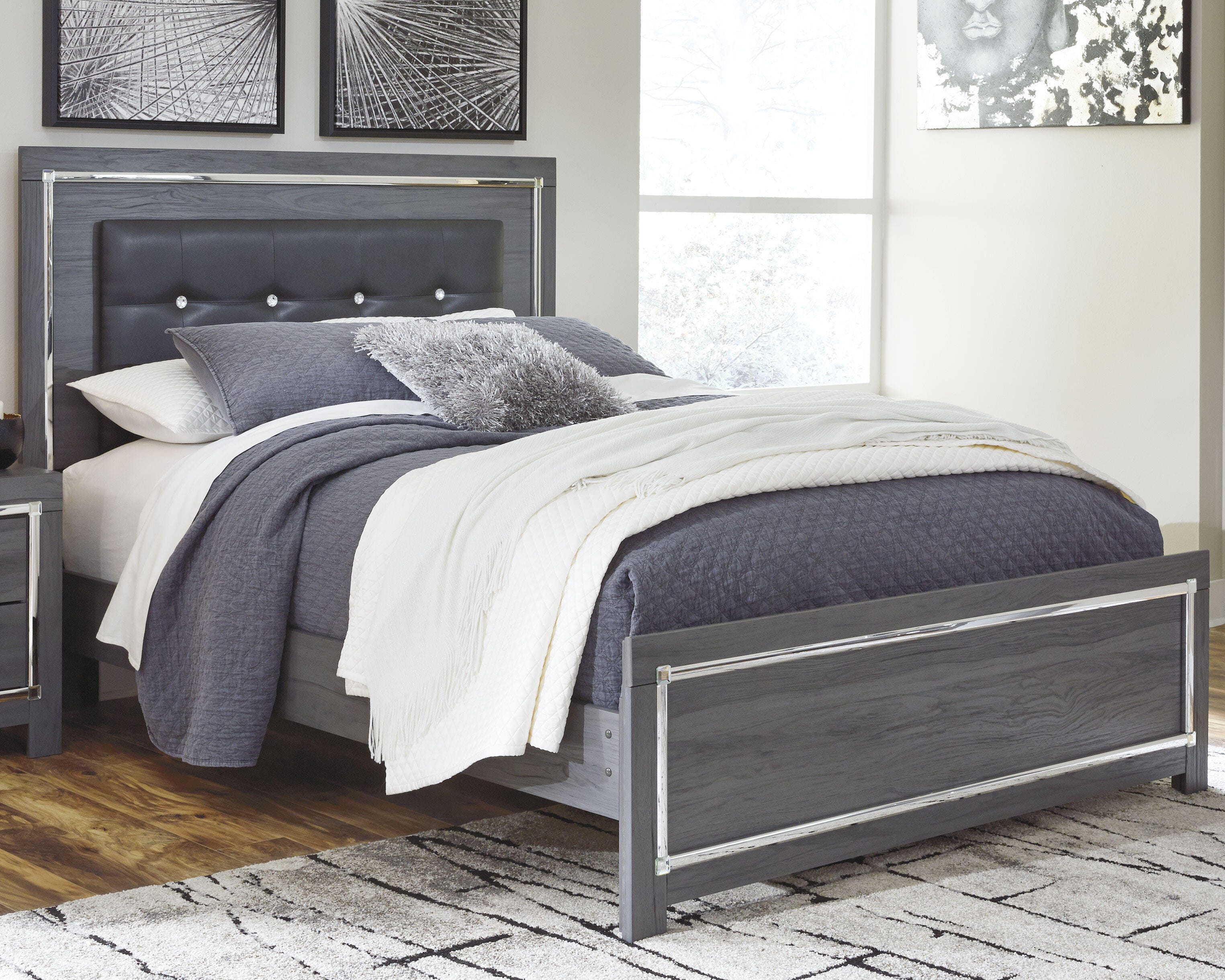 Dar Furniture - Ashley Furniture - Lodanna Queen Panel Bed - Queen Panel Bed / Gray - B214B2