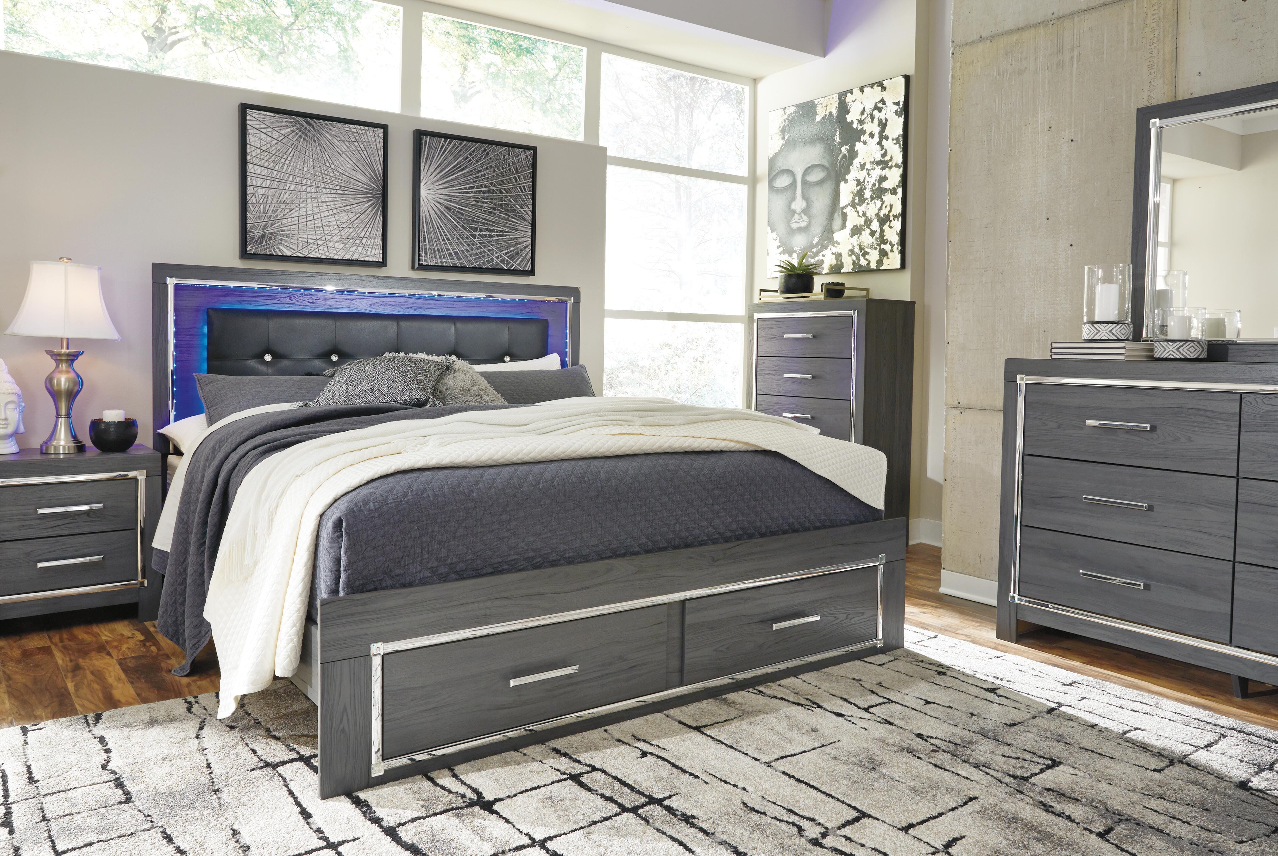 Lodanna King Panel Bed with 2 Storage Drawers