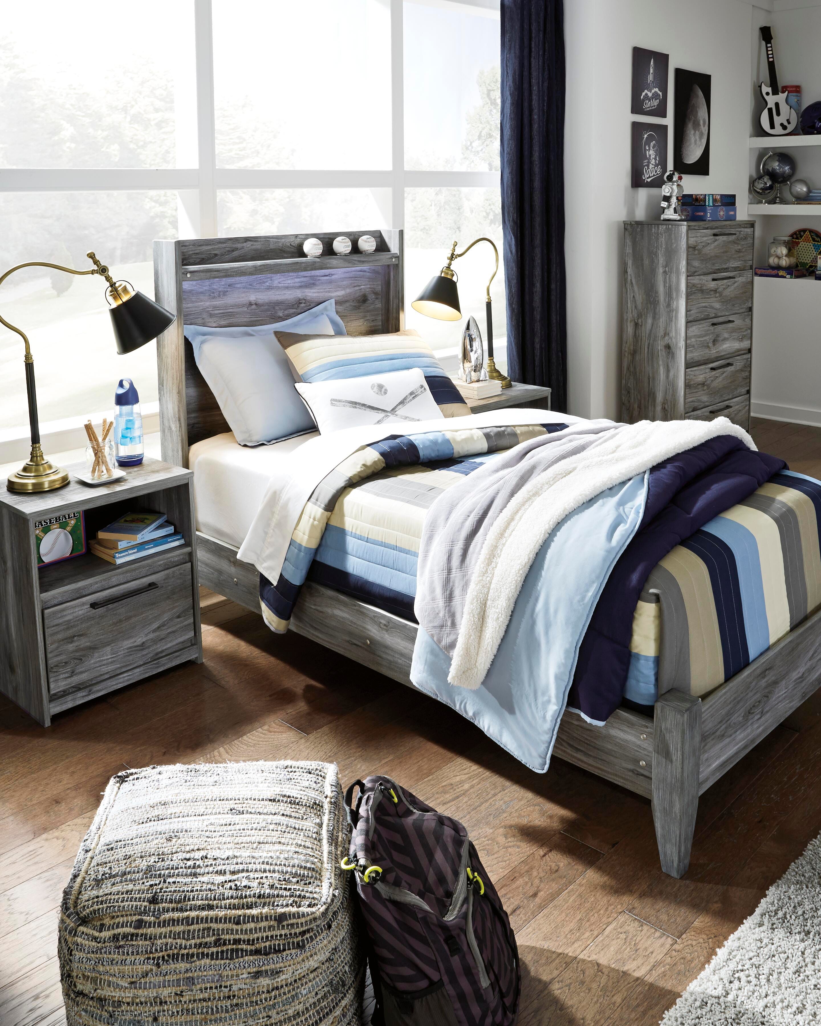 Dar Furniture - Ashley Furniture - Baystorm Twin Panel Bed - Twin Panel Bed / Gray - B221B20