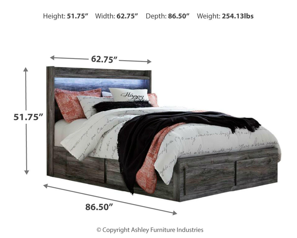 Baystorm Queen Panel Bed with 2 Storage Drawers