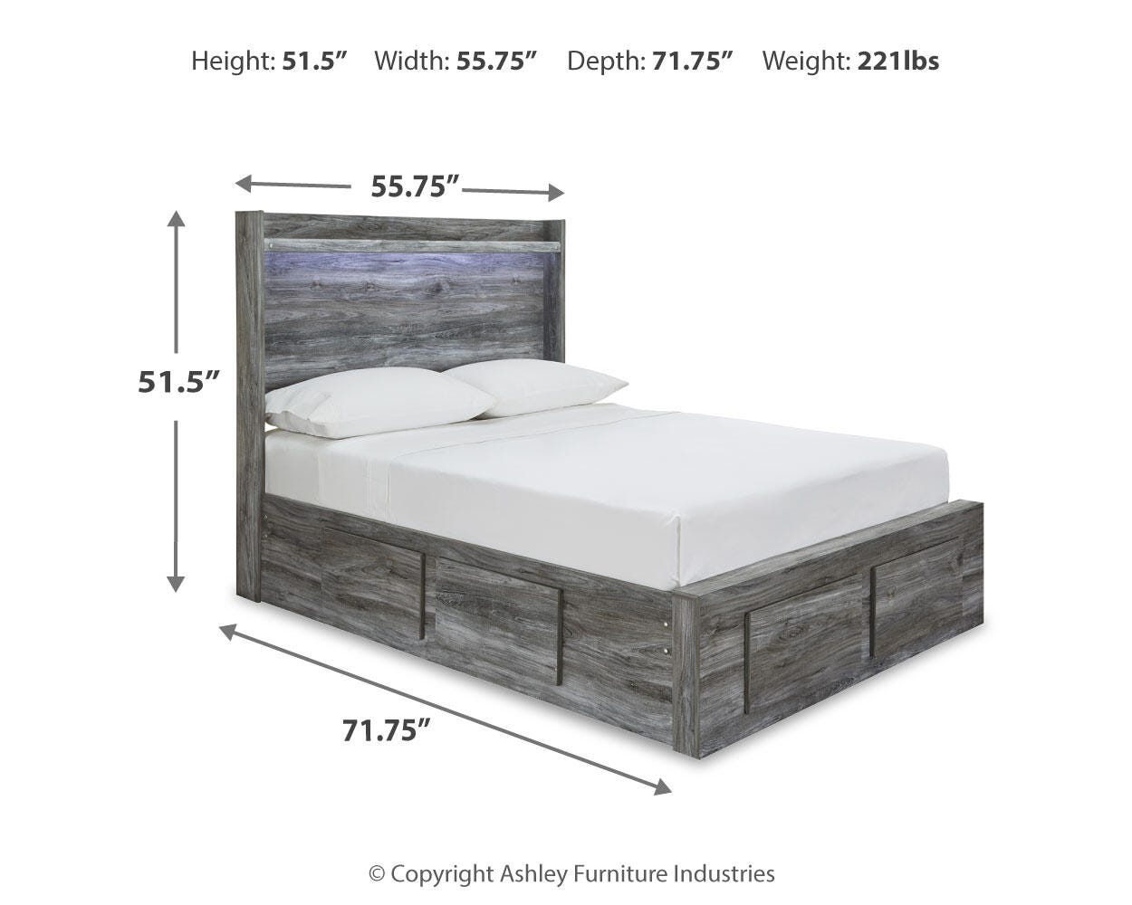 Baystorm Full Panel Bed with 6 Storage Drawers