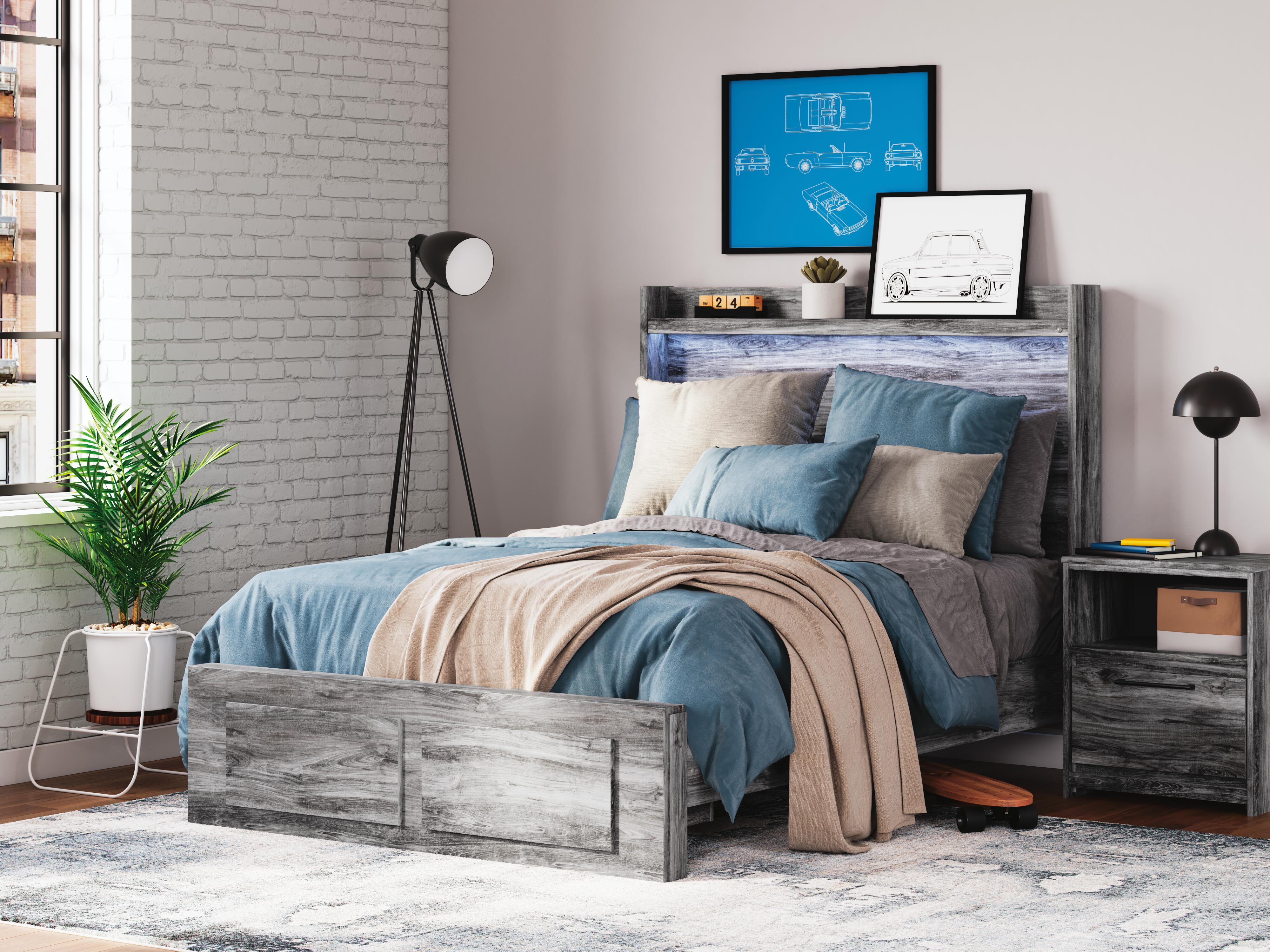 Dar Furniture - Ashley Furniture - Baystorm Full Panel Bed with 2 Storage Drawers - Full Panel Bed with 2 Storage Drawers / Gray - B221B34