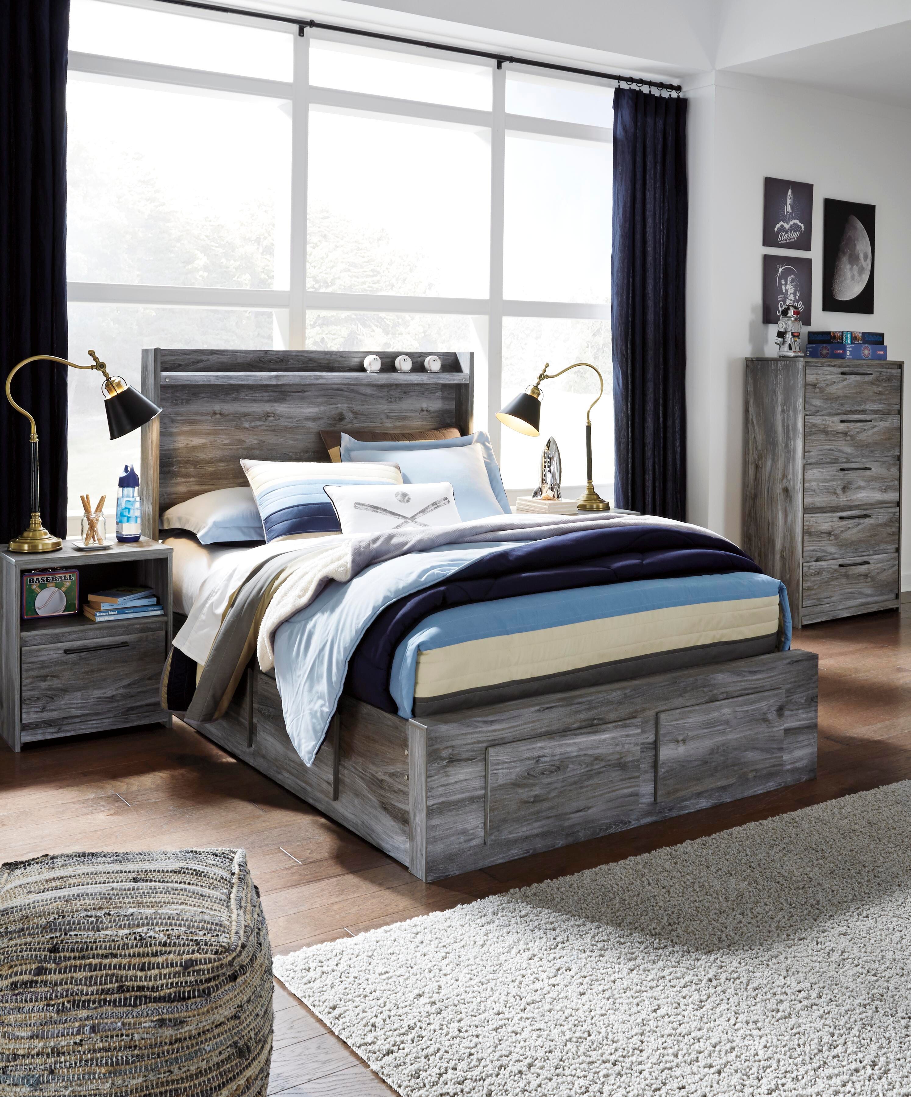 Dar Furniture - Ashley Furniture - Baystorm Full Panel Bed with 6 Storage Drawers - Full Panel Bed with 6 Storage Drawers / Gray - B221B27