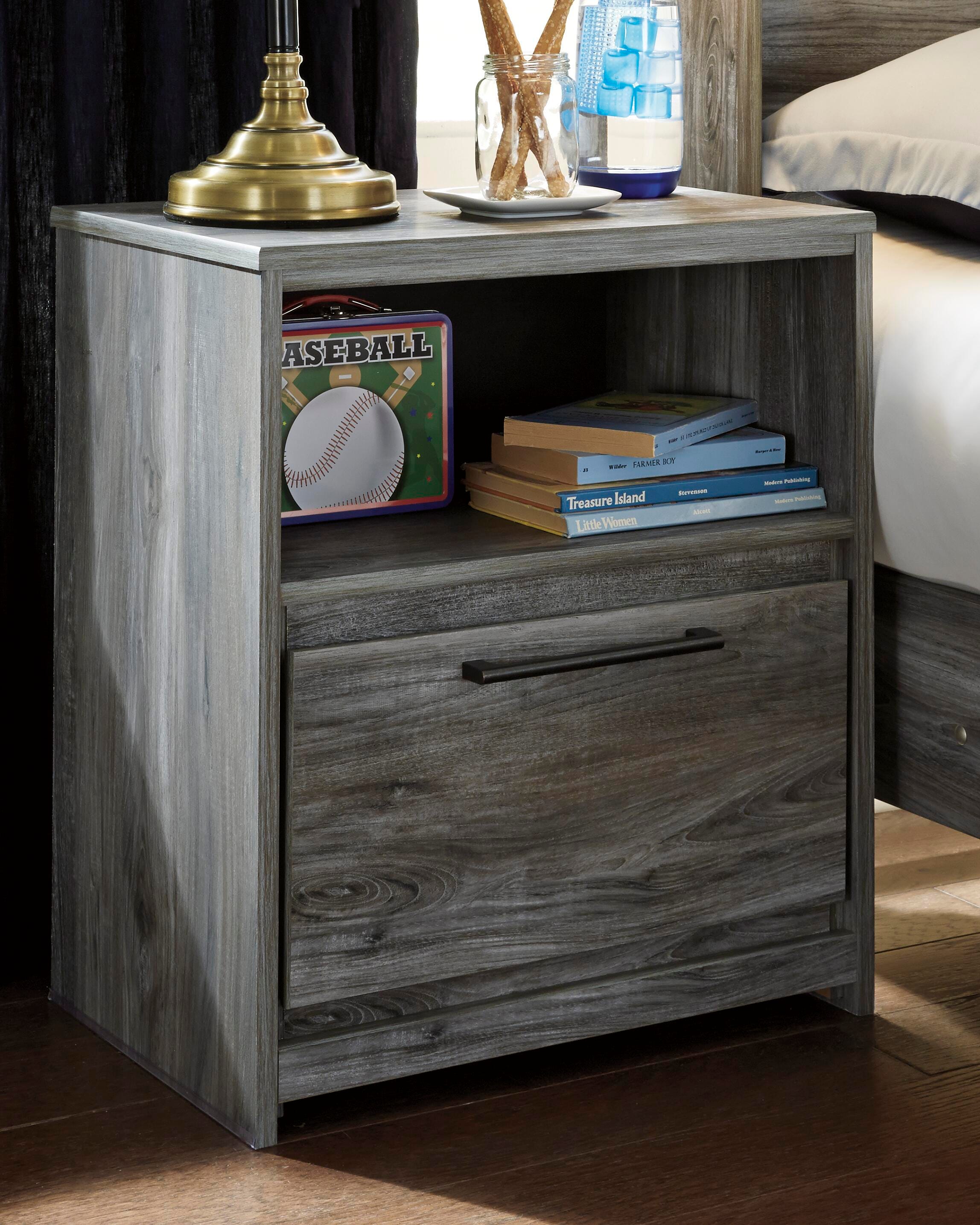 Dar Furniture - Ashley Furniture - Baystorm Nightstand - One Drawer Night Stand / Gray - B221-91