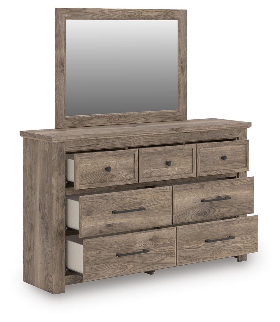 Dar Furniture - Ashley Furniture - Rusticott Dresser and Mirror - Dresser and Mirror / Brown - PCB2260B1